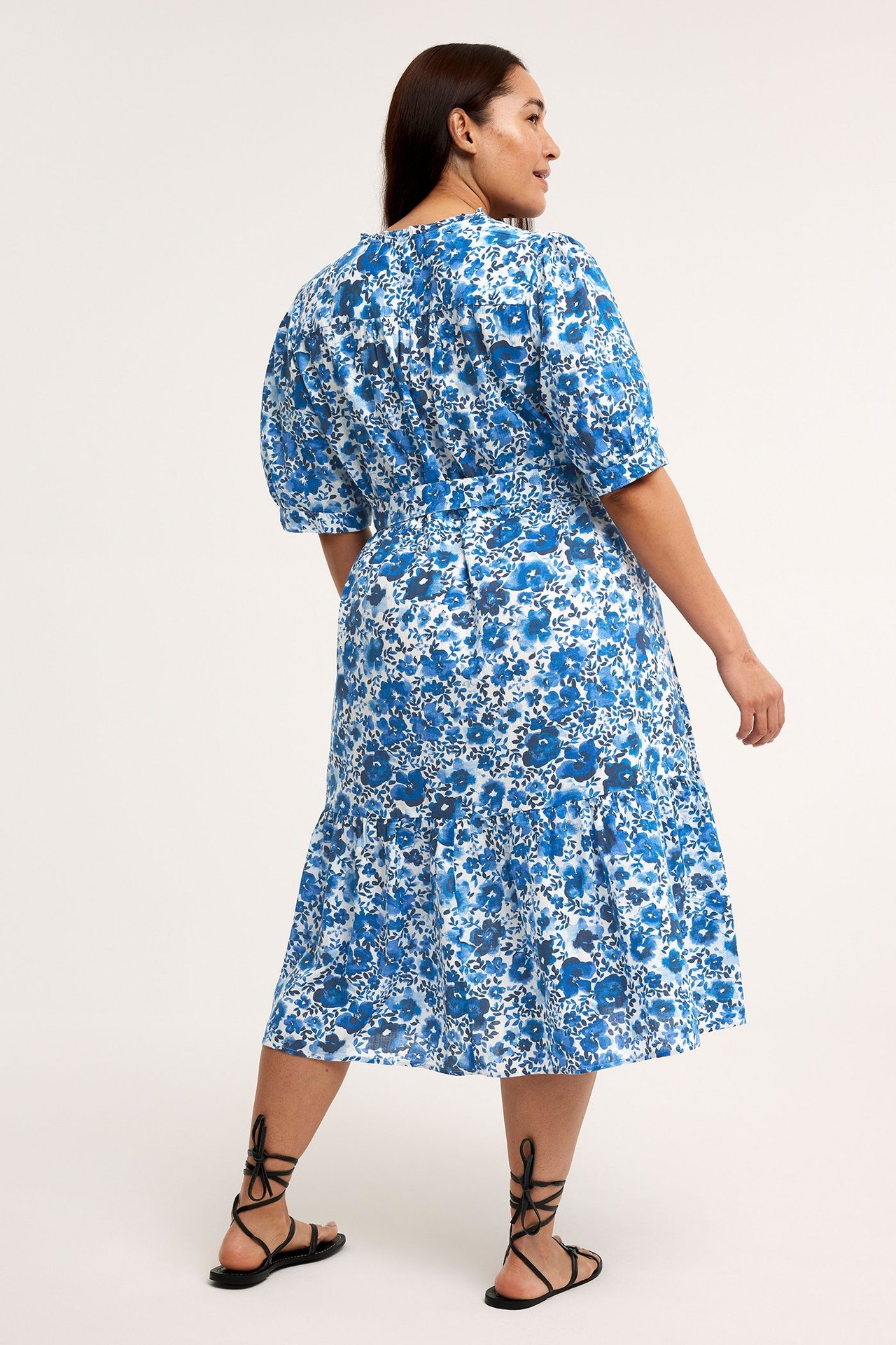 Blommig klänning Blå - null - 3