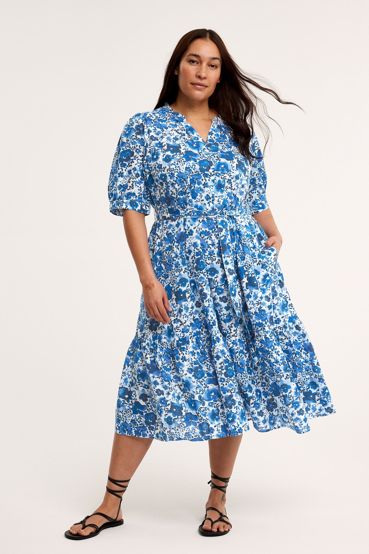 Blomstrete kjole Blå - null - 0