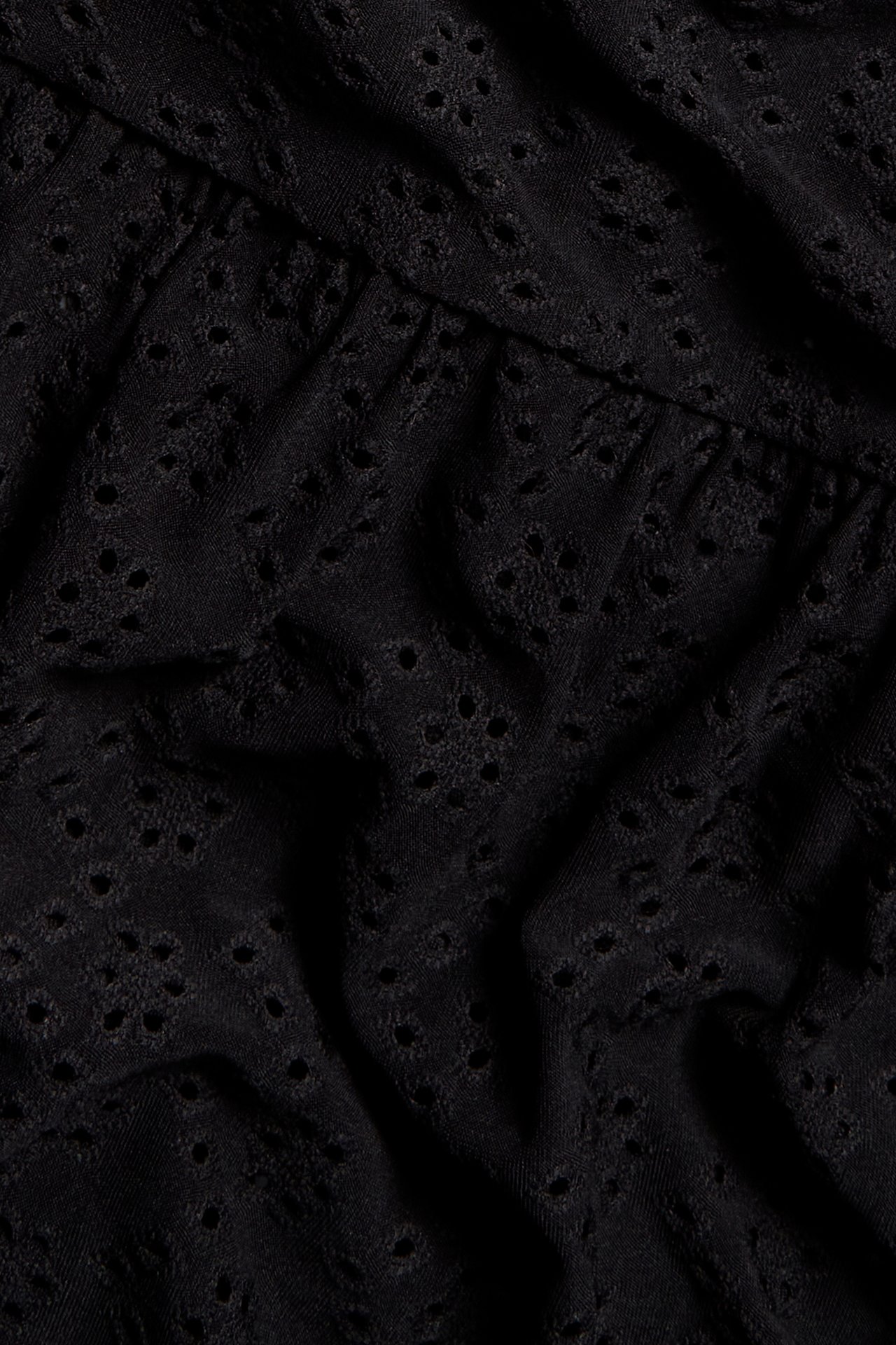 Długa spódnica z haftem angielskim - Czarne - 7