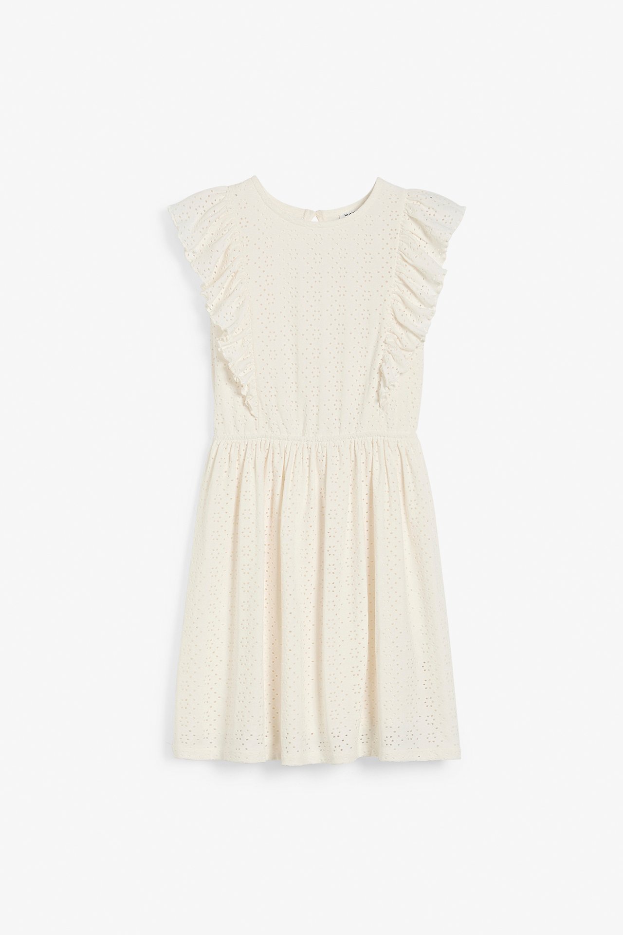 Klänning med broderie anglaise. - Offwhite - 7