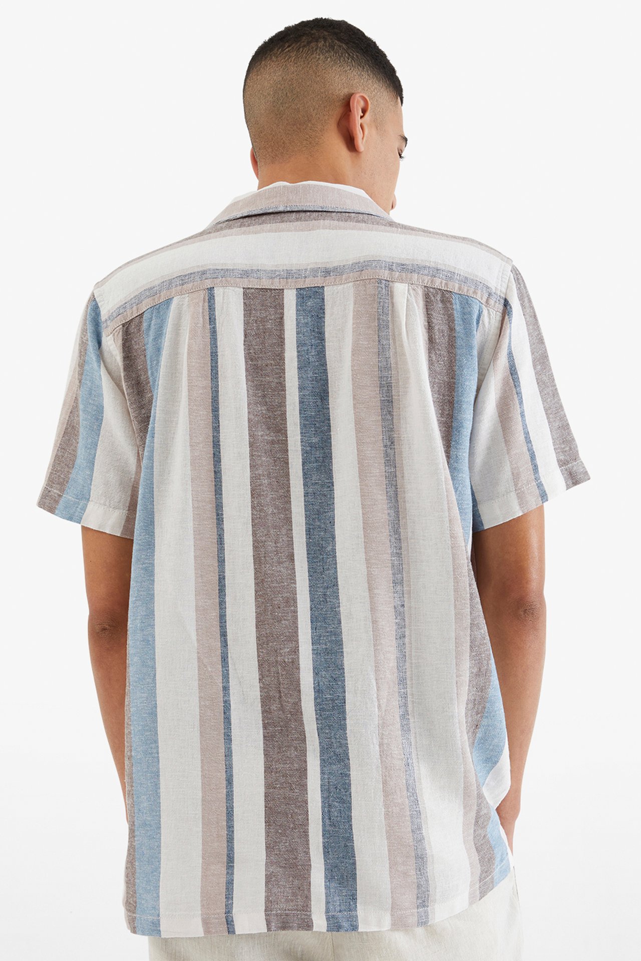 Skjorte i linblanding Blå - null - 5