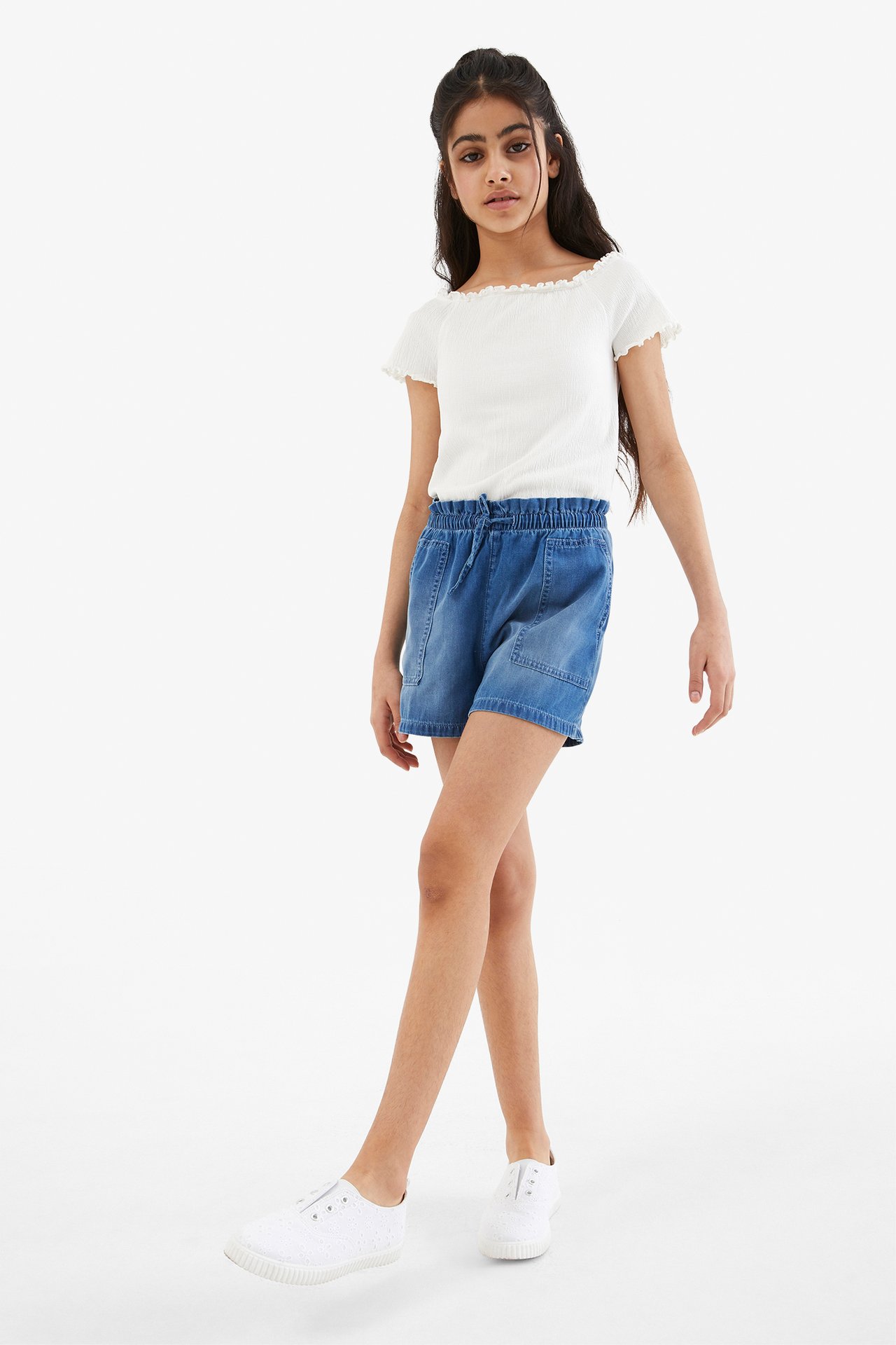 Shorts paperwaist - Ljus denim - 3
