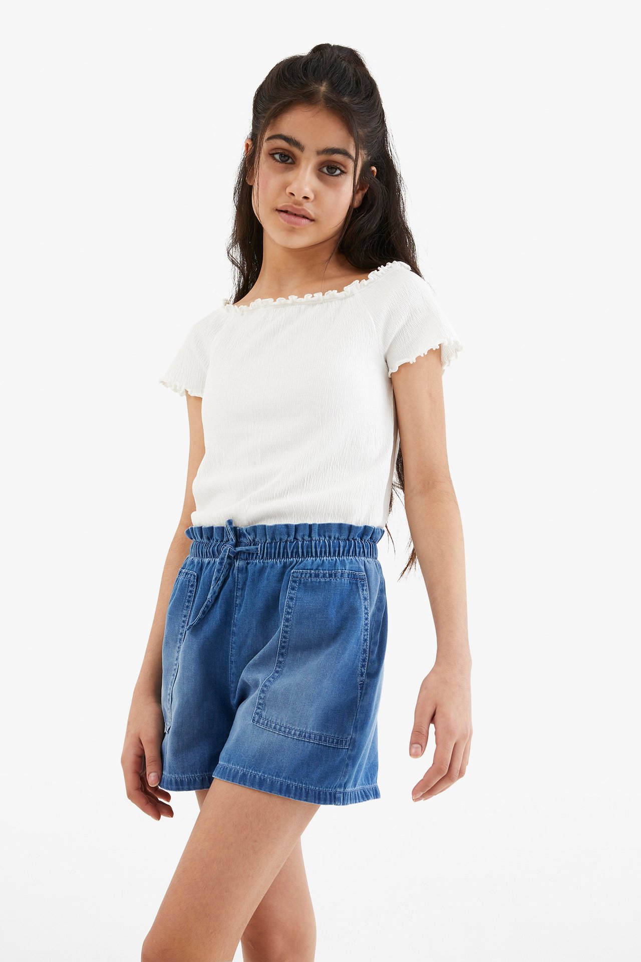 Shorts paperwaist - Ljus denim - 1