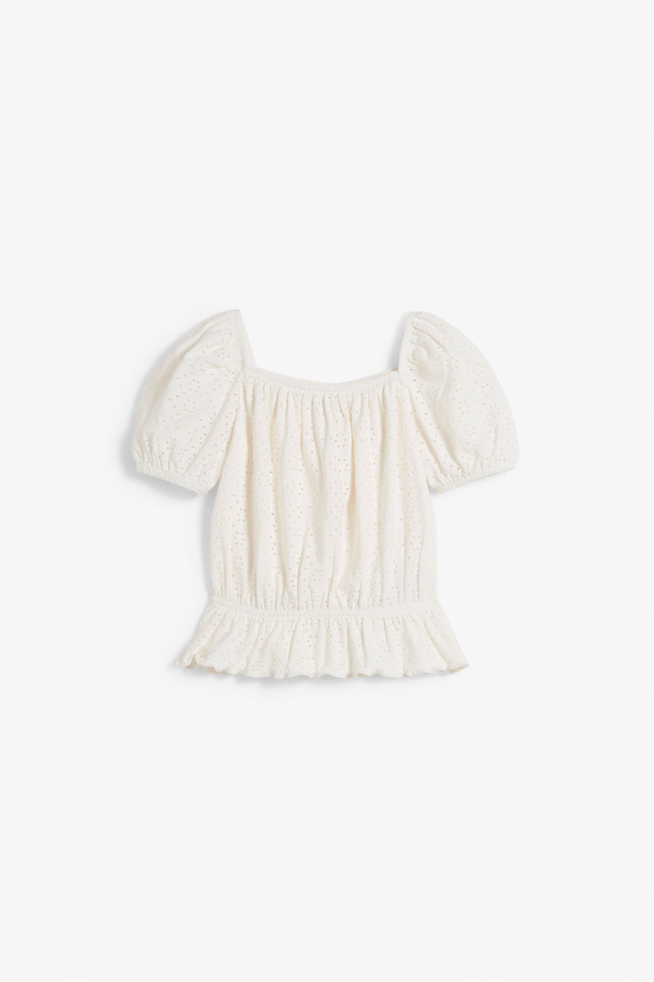 Topp med broderie anglaise Offwhite - null - 6