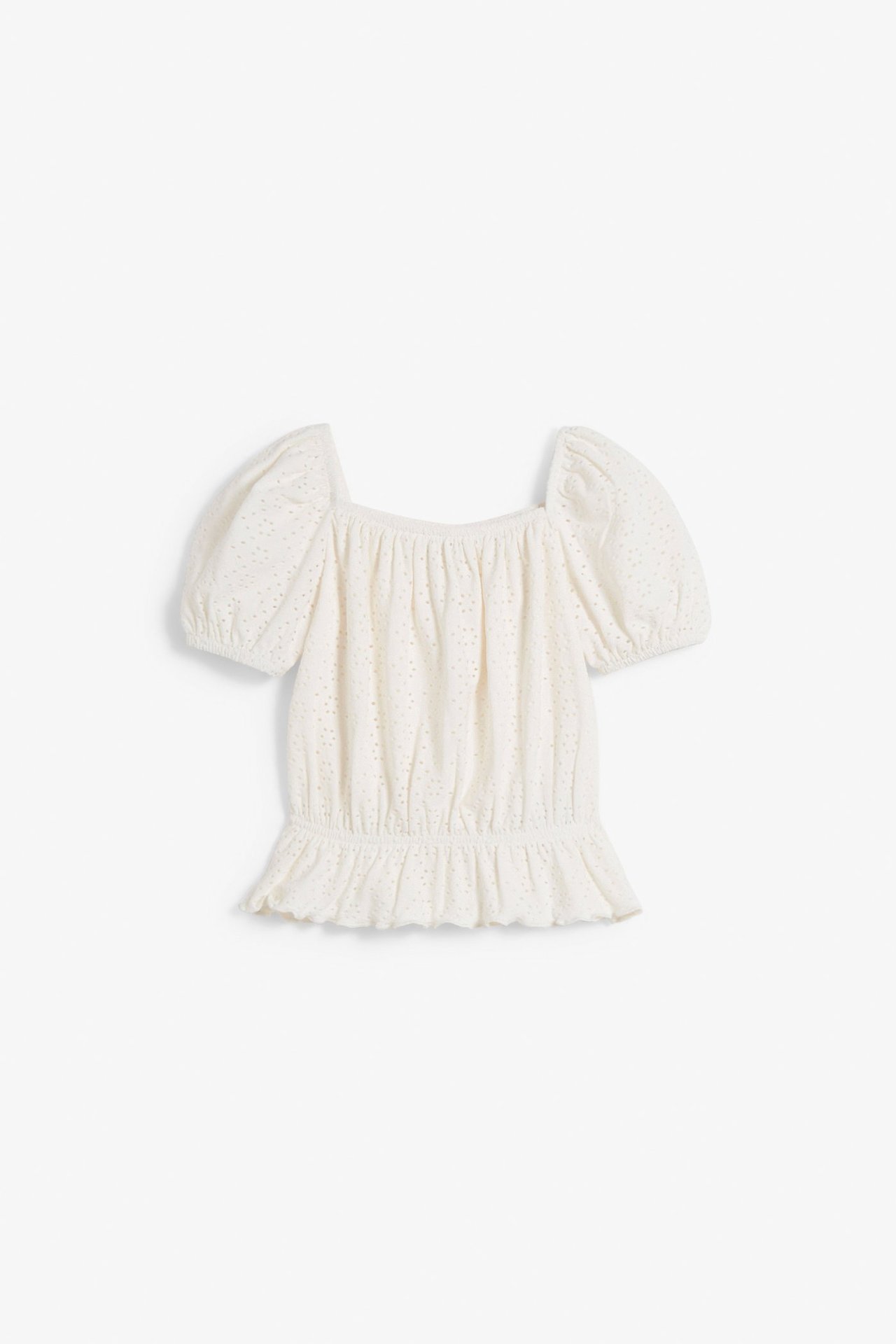 Topp med broderie anglaise Offwhite - null - 2