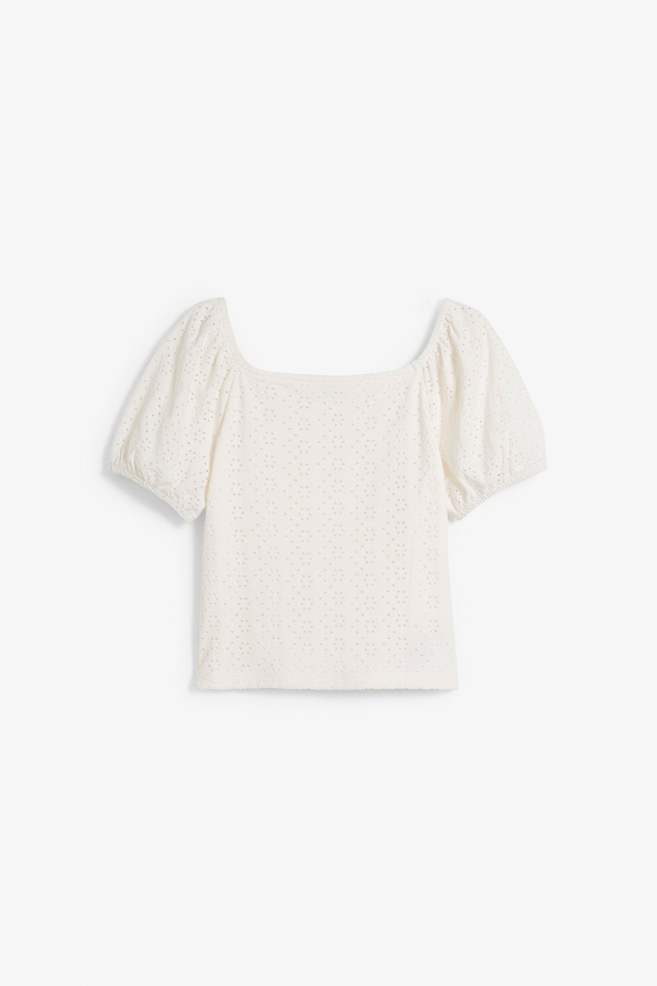 Topp med broderie anglaise Offwhite - null - 7