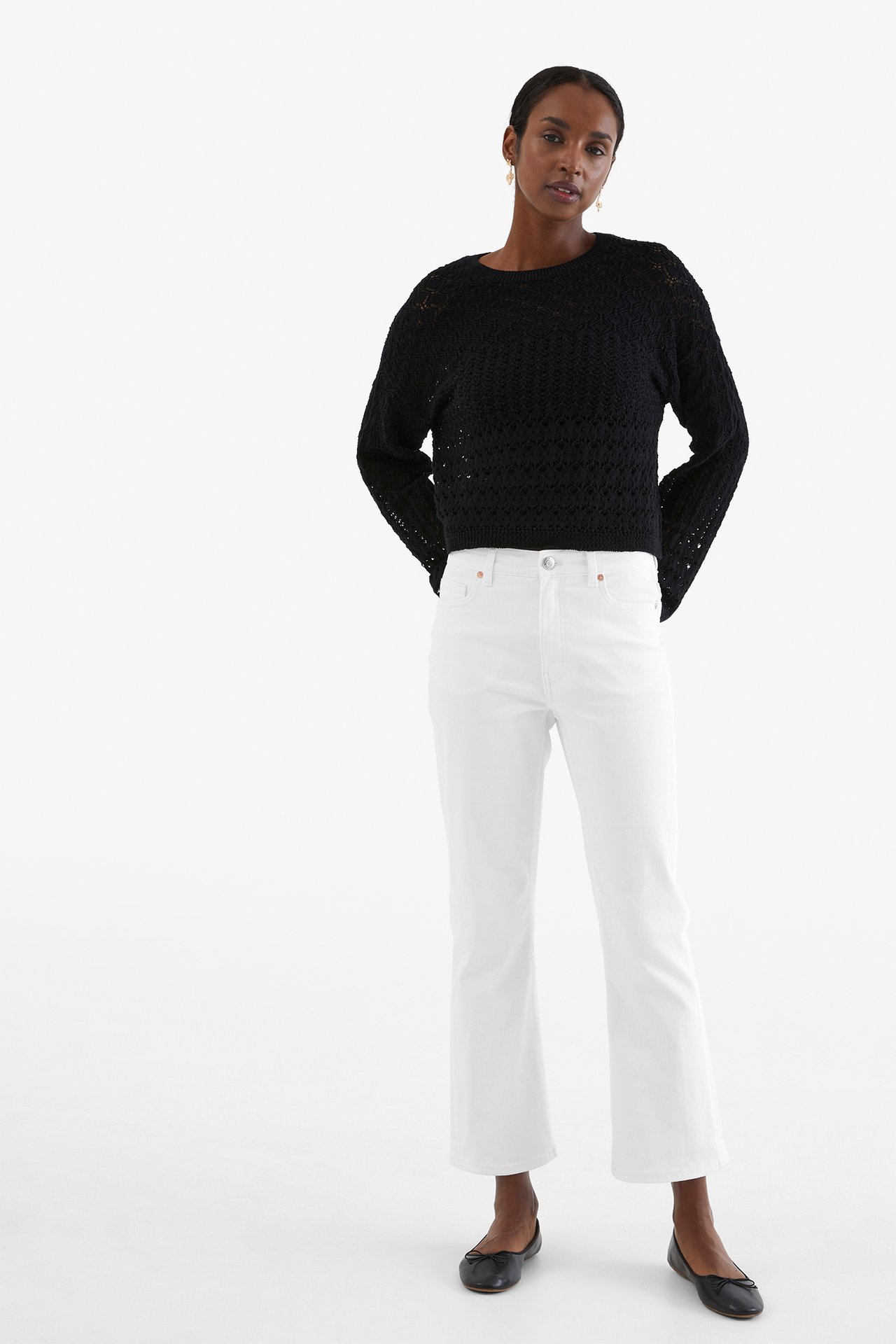 Cropped flare jeans regular waist - Valkoinen - 178cm / Storlek: 38 - 1