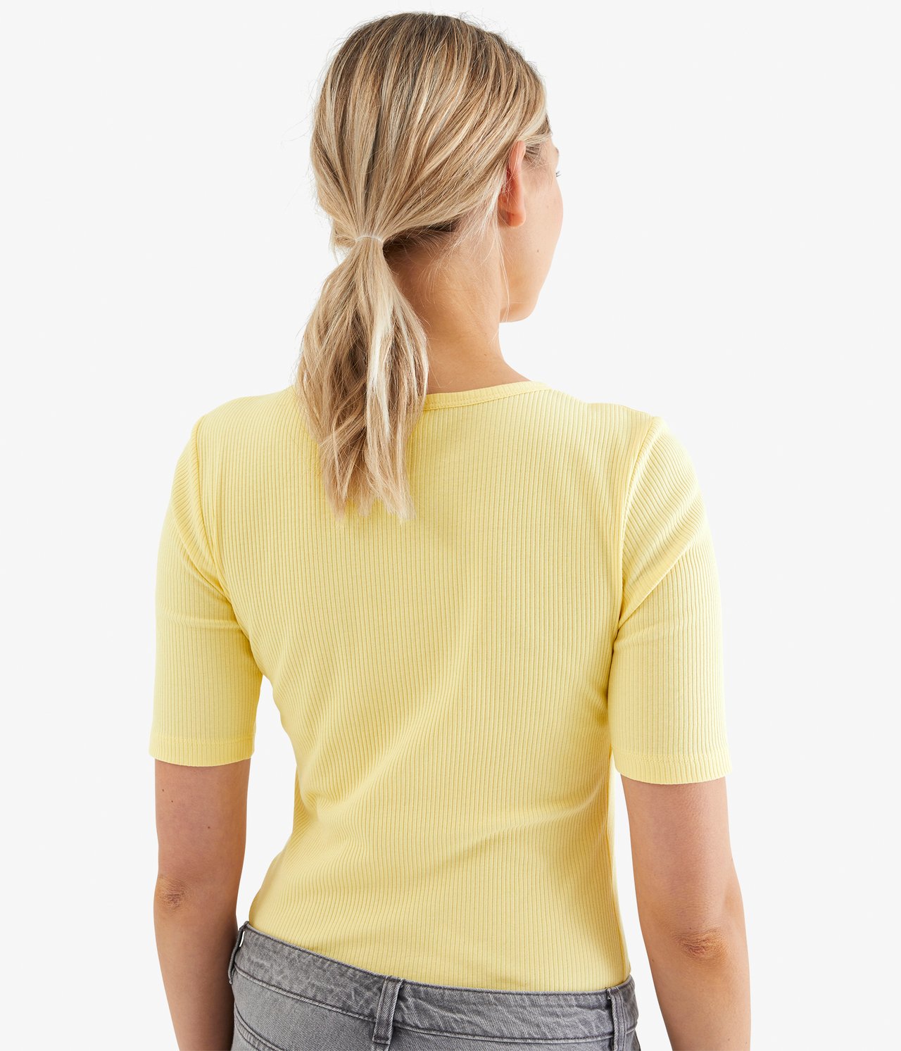 Ribbestrikket topp - Gul - 3