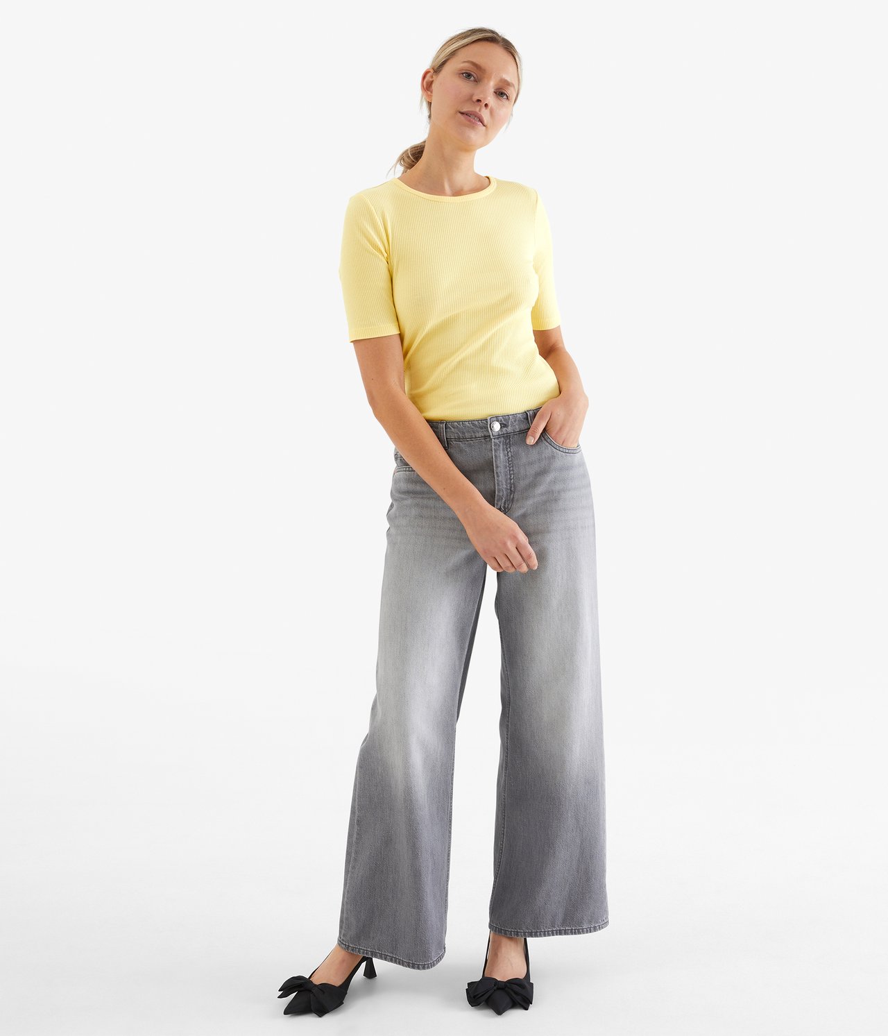 Ribbestrikket topp - Gul - 2