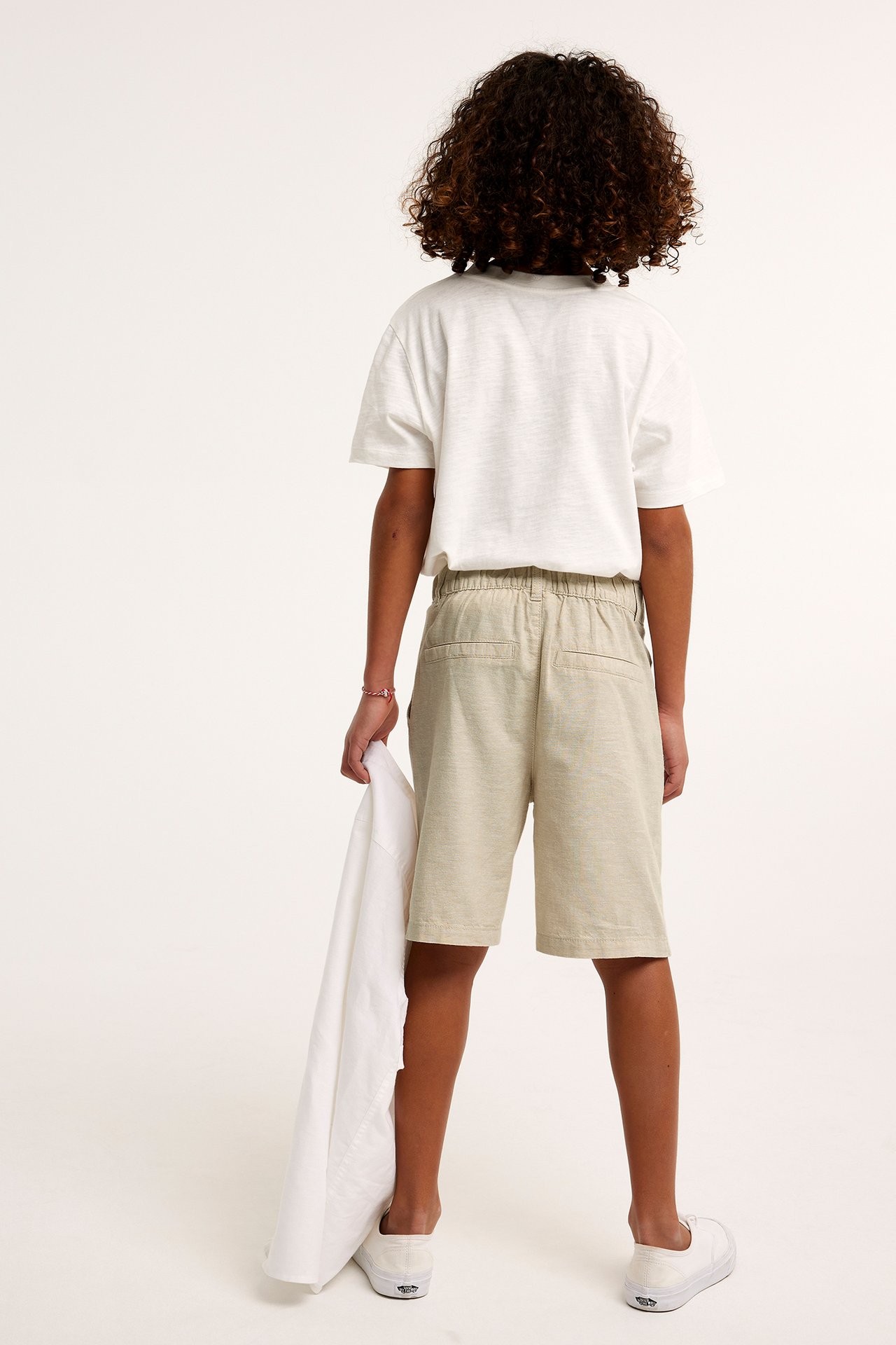 Pellavasekoitetta olevat shortsit - Vaaleanbeige - 4