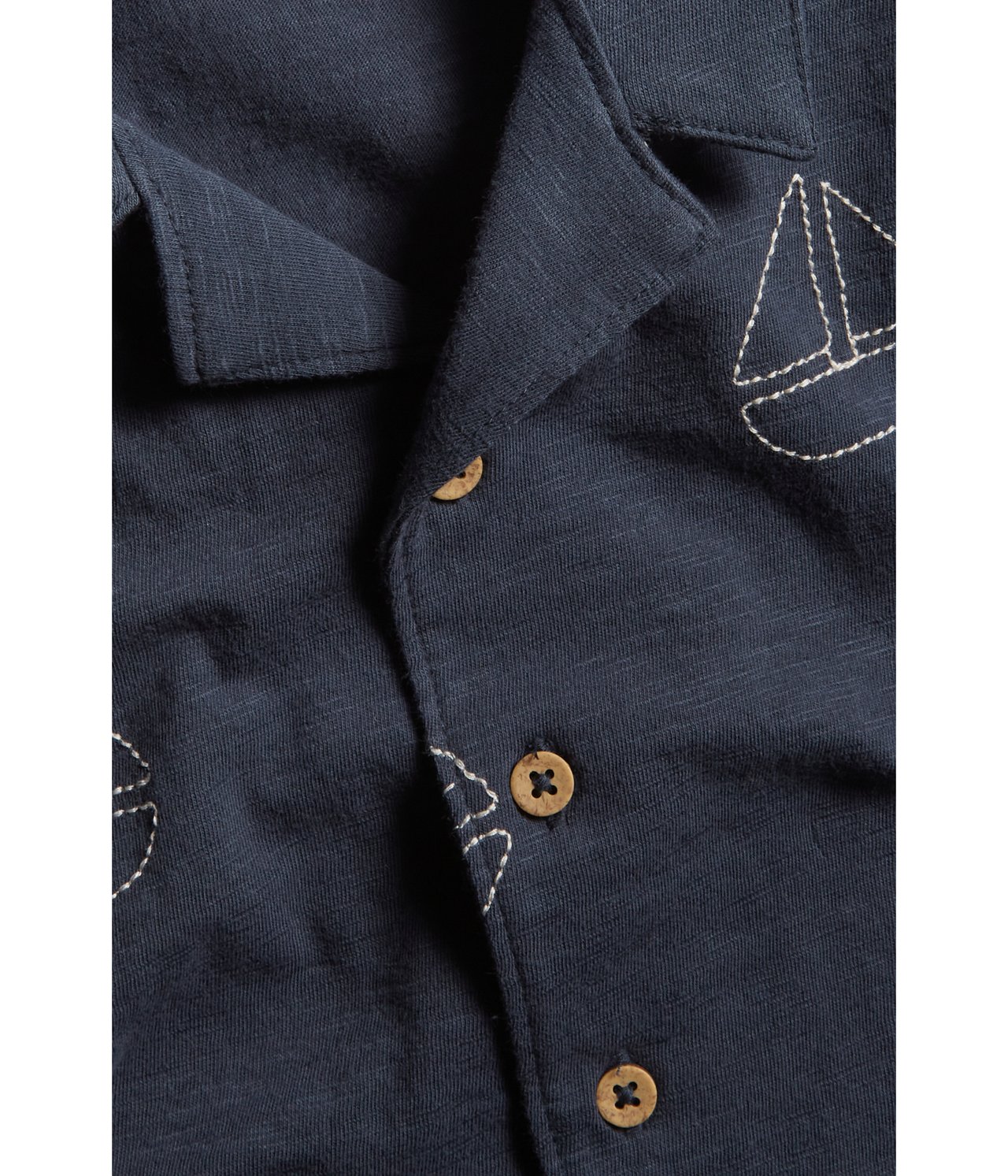 Kortärmad skjorta med brodyr Mörkblå - null - 0
