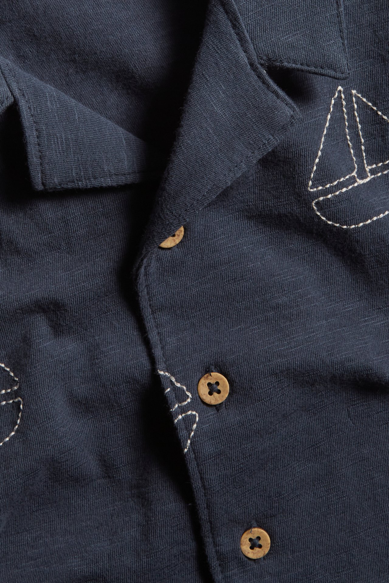 Koszula z krótkimi rękawami, z haftem - Ciemnoniebieski - 1