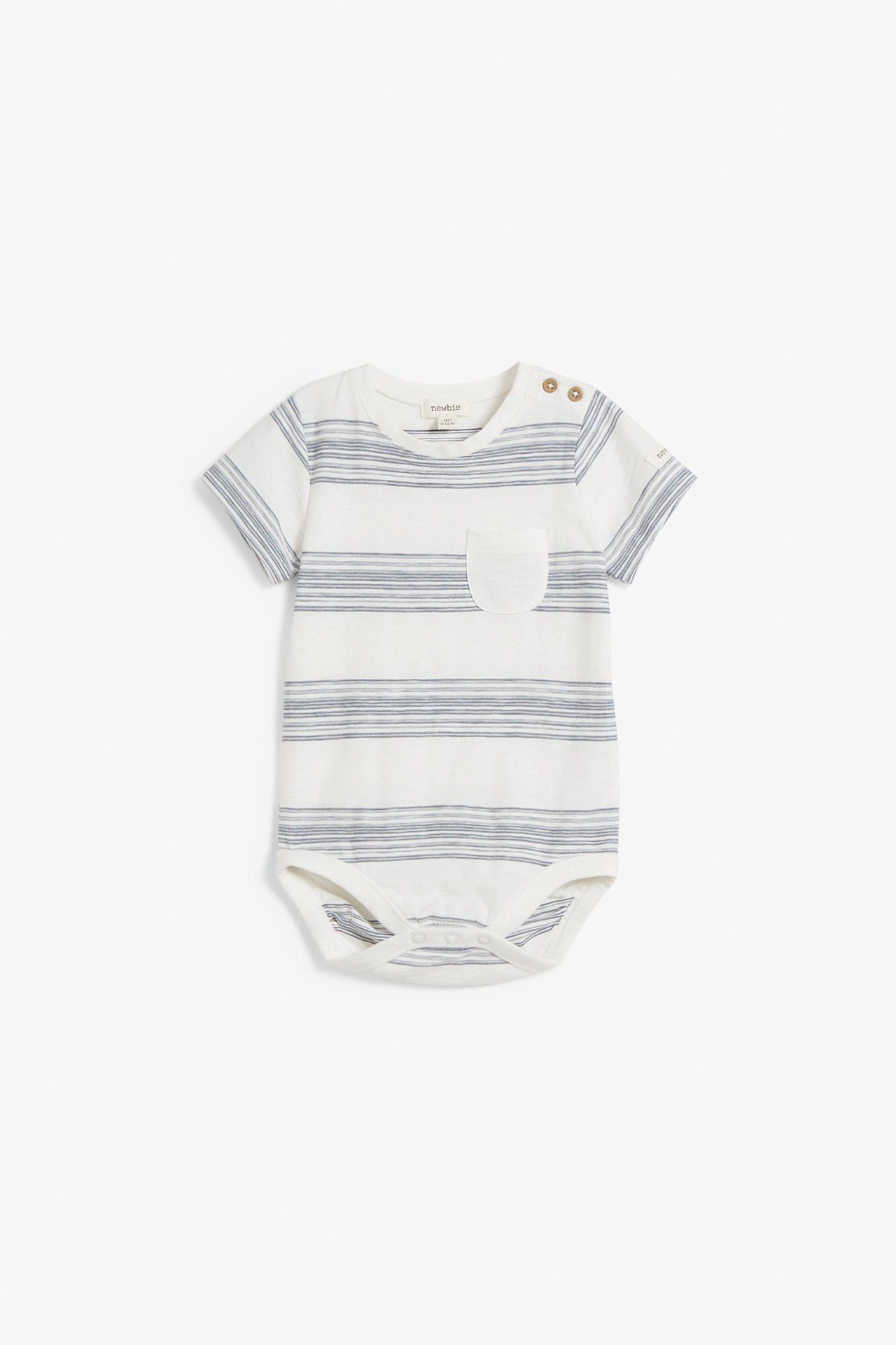 Stripete kortermet body - Offwhite - 2