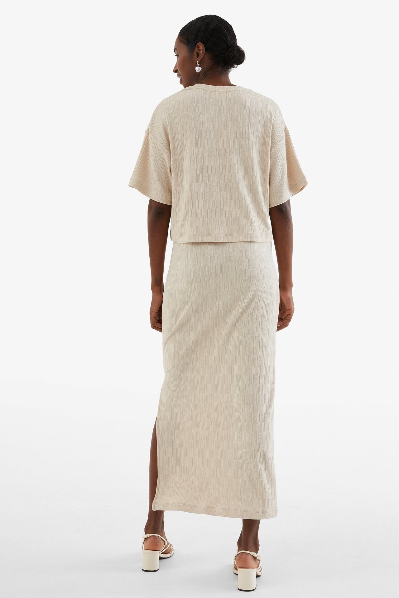 Lång kjol med slits Offwhite - null - 3