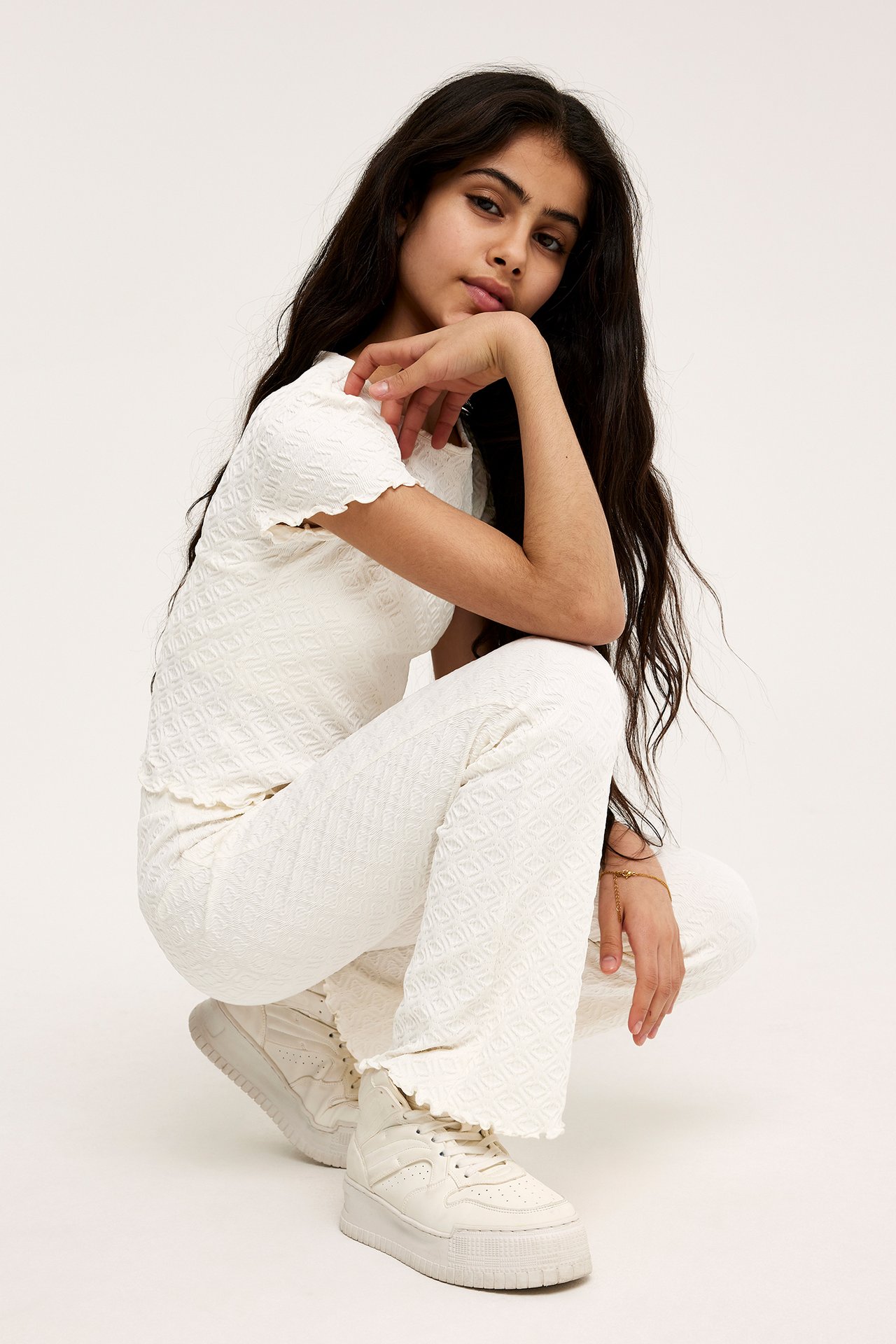 Top z krótkimi rękawami - Offwhite - 1