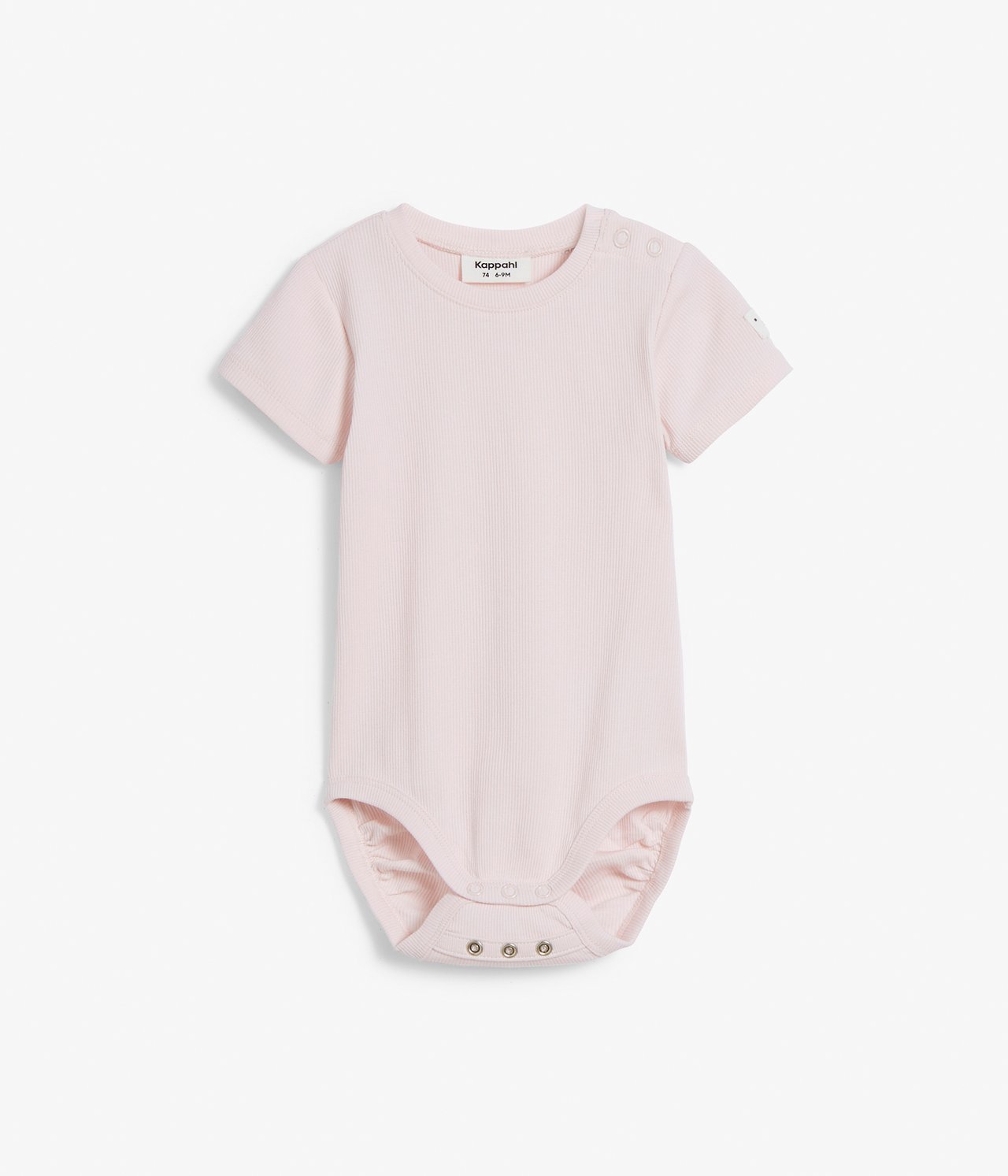 Kortärmad ribbad body - Rosa - 4