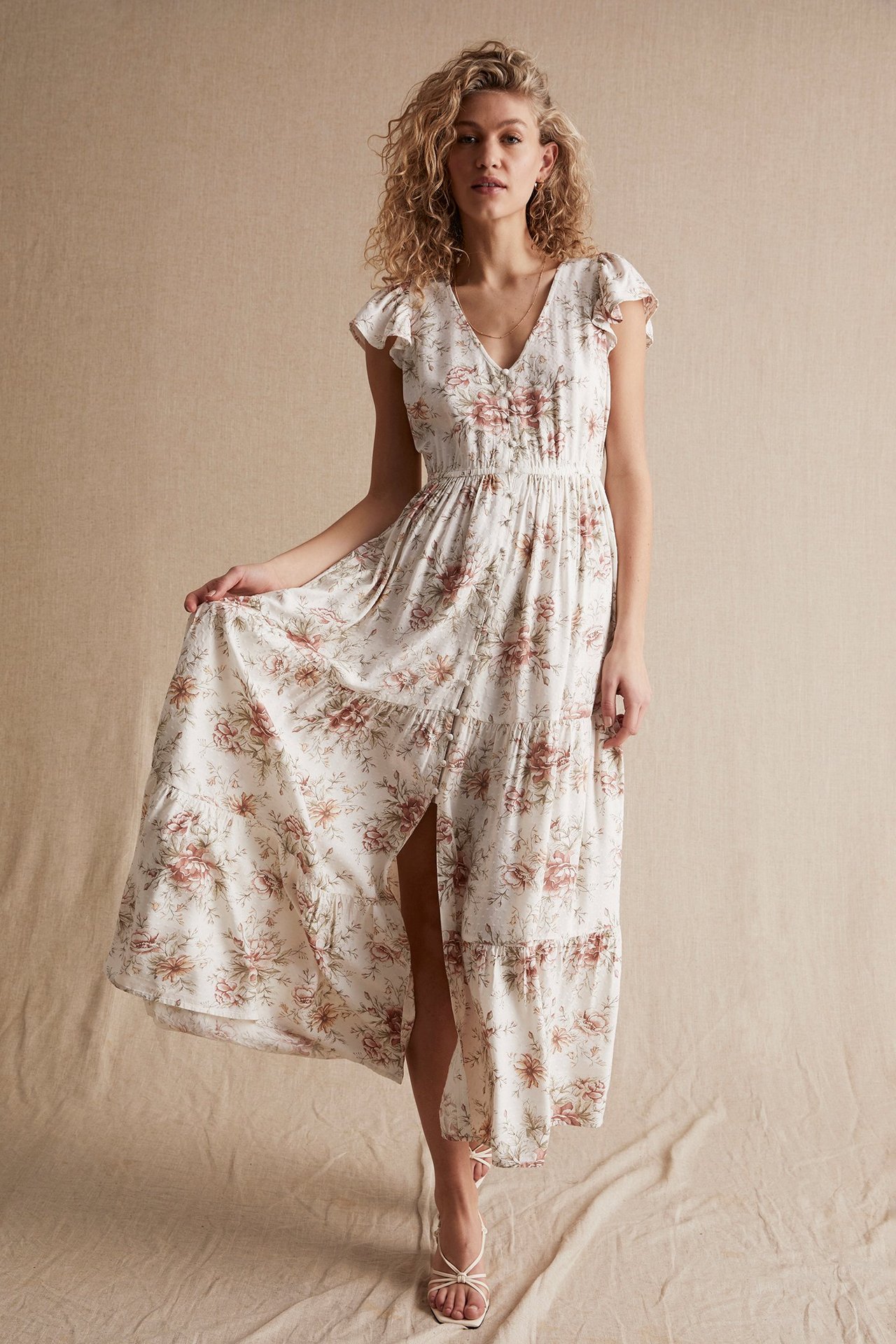 Newbie Woman -malliston kukkakuvioinen mekko Luonnonvalkoinen - null - 4