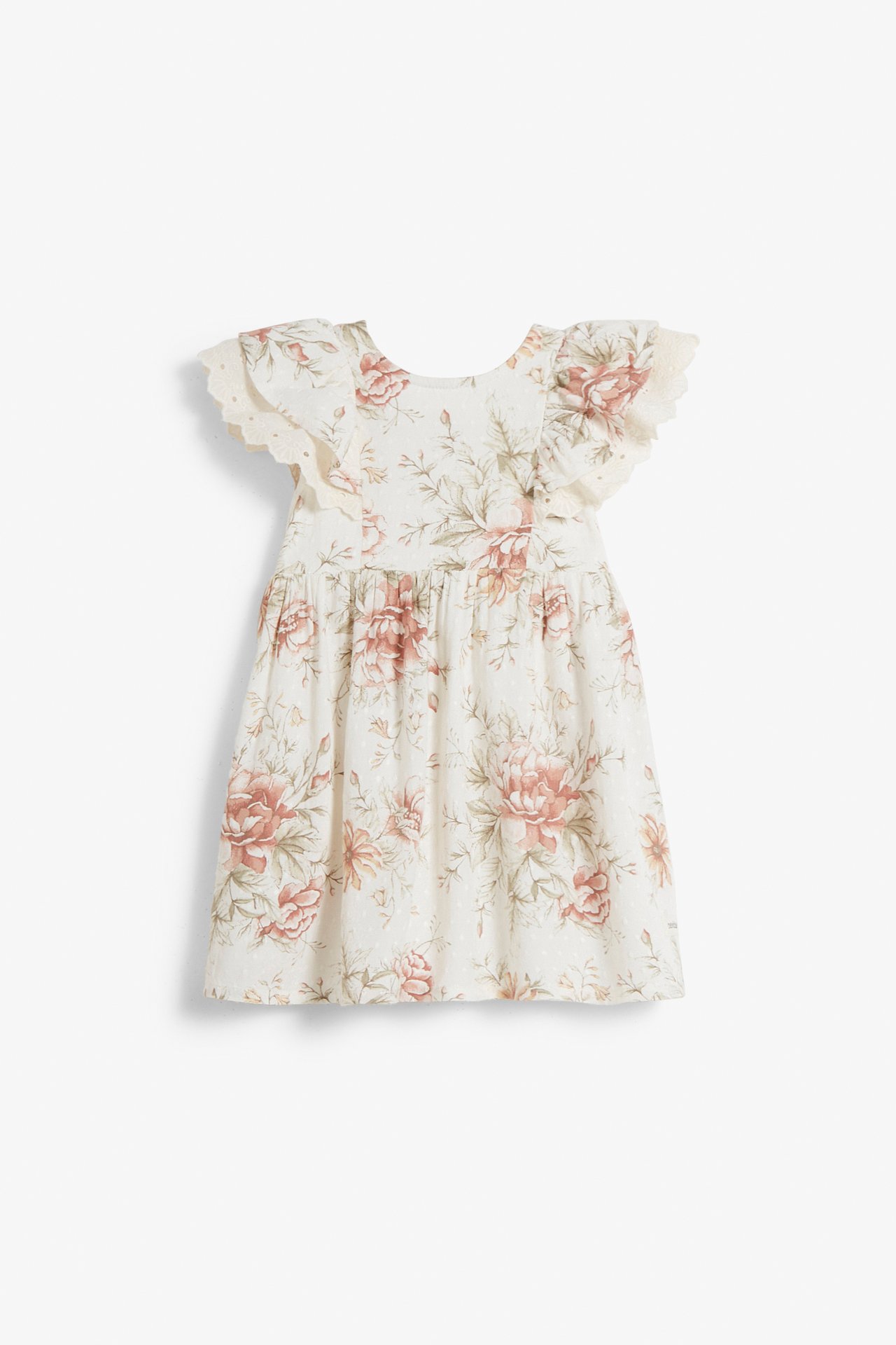 Blomstrete babykjole - Offwhite - 2