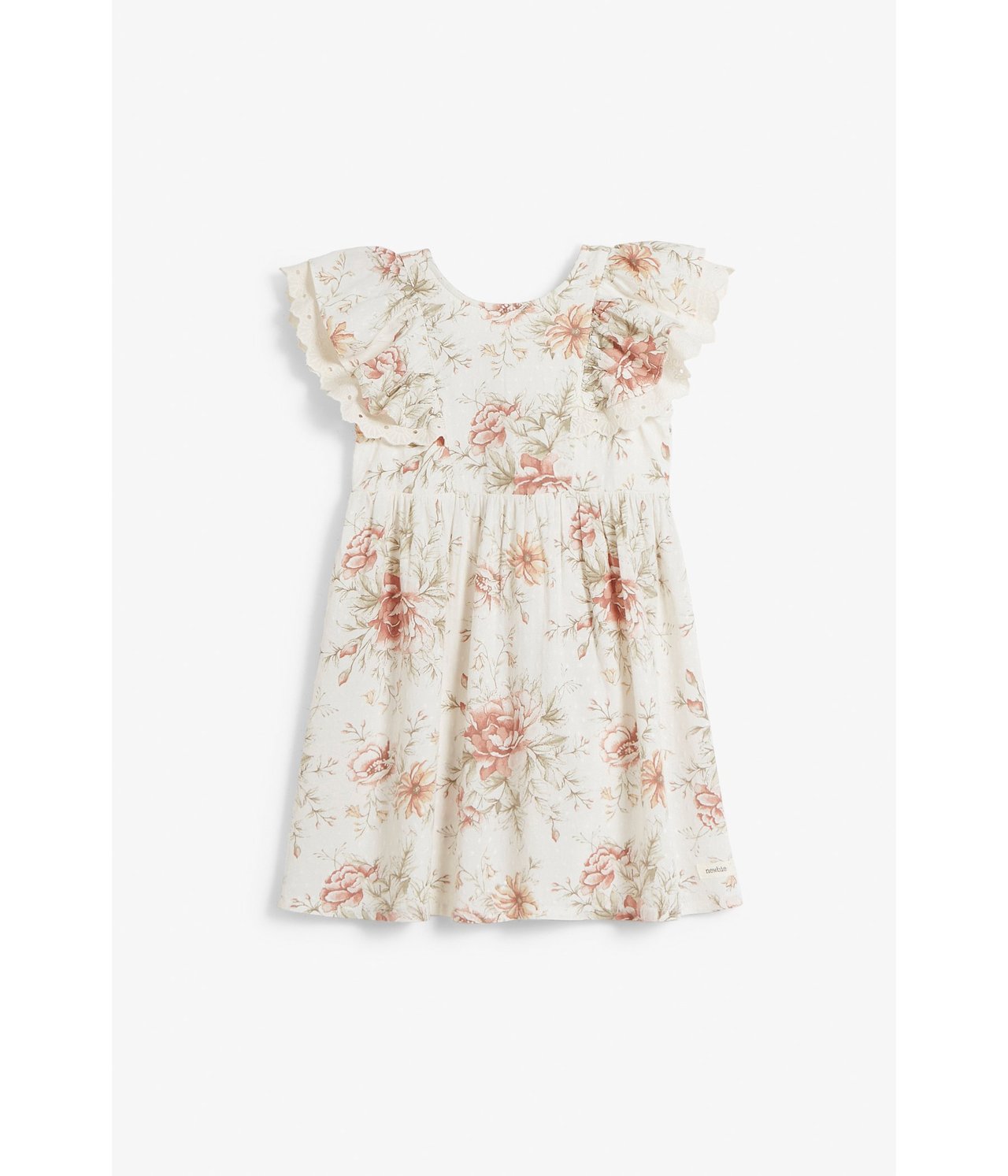 Blomstrete kjole med sommerfuglermer Offwhite - null - 0