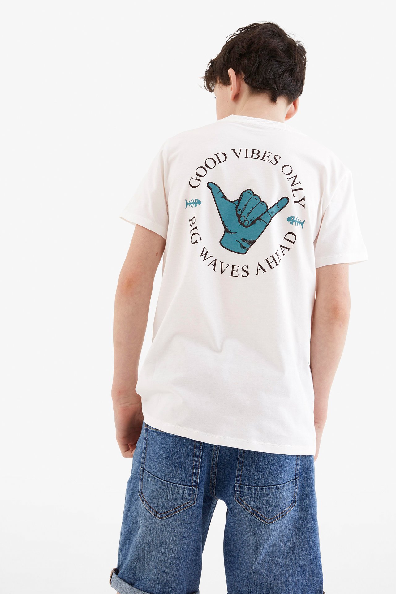 T-shirt z nadrukiem na plecach - Offwhite - 2