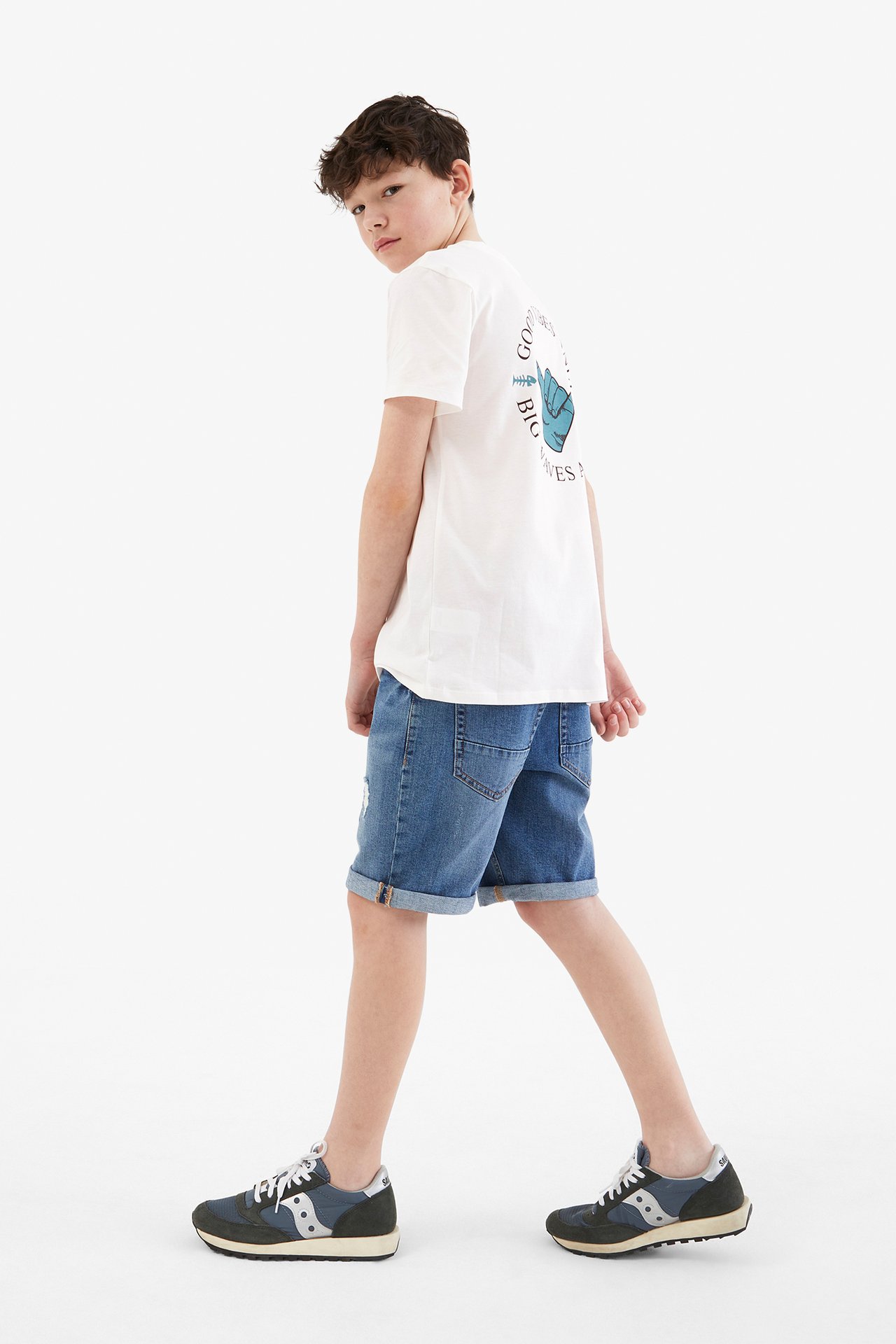 T-shirt z nadrukiem na plecach - Offwhite - 3