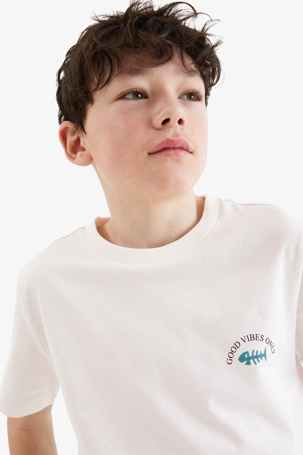 T-shirt z nadrukiem na plecach - Offwhite - 4