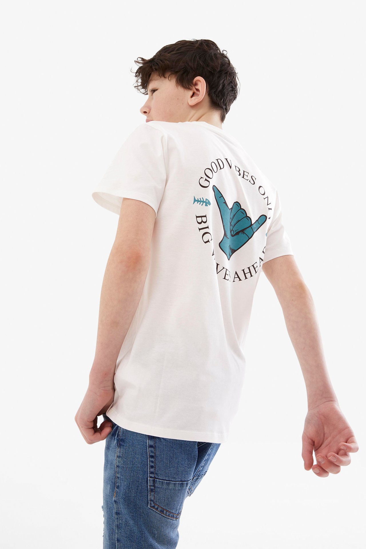 T-shirt z nadrukiem na plecach - Offwhite - 1