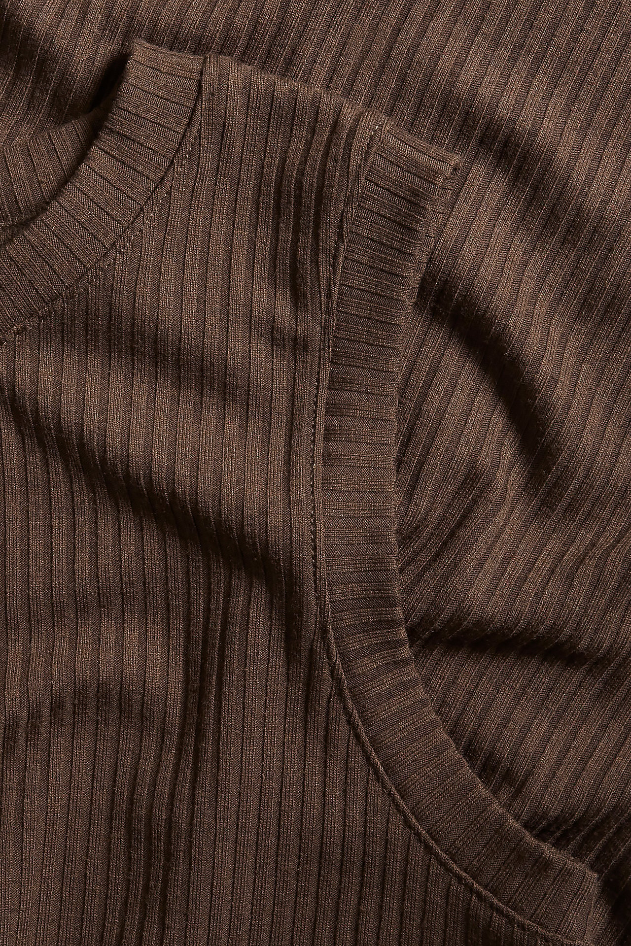 Ribbestrikket kjole Mørkebrun - null - 5