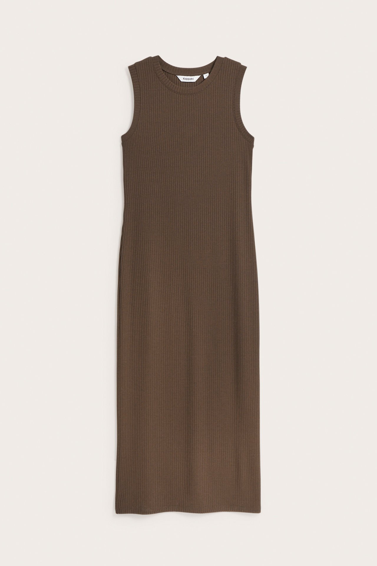 Ribbestrikket kjole Mørkebrun - null - 6