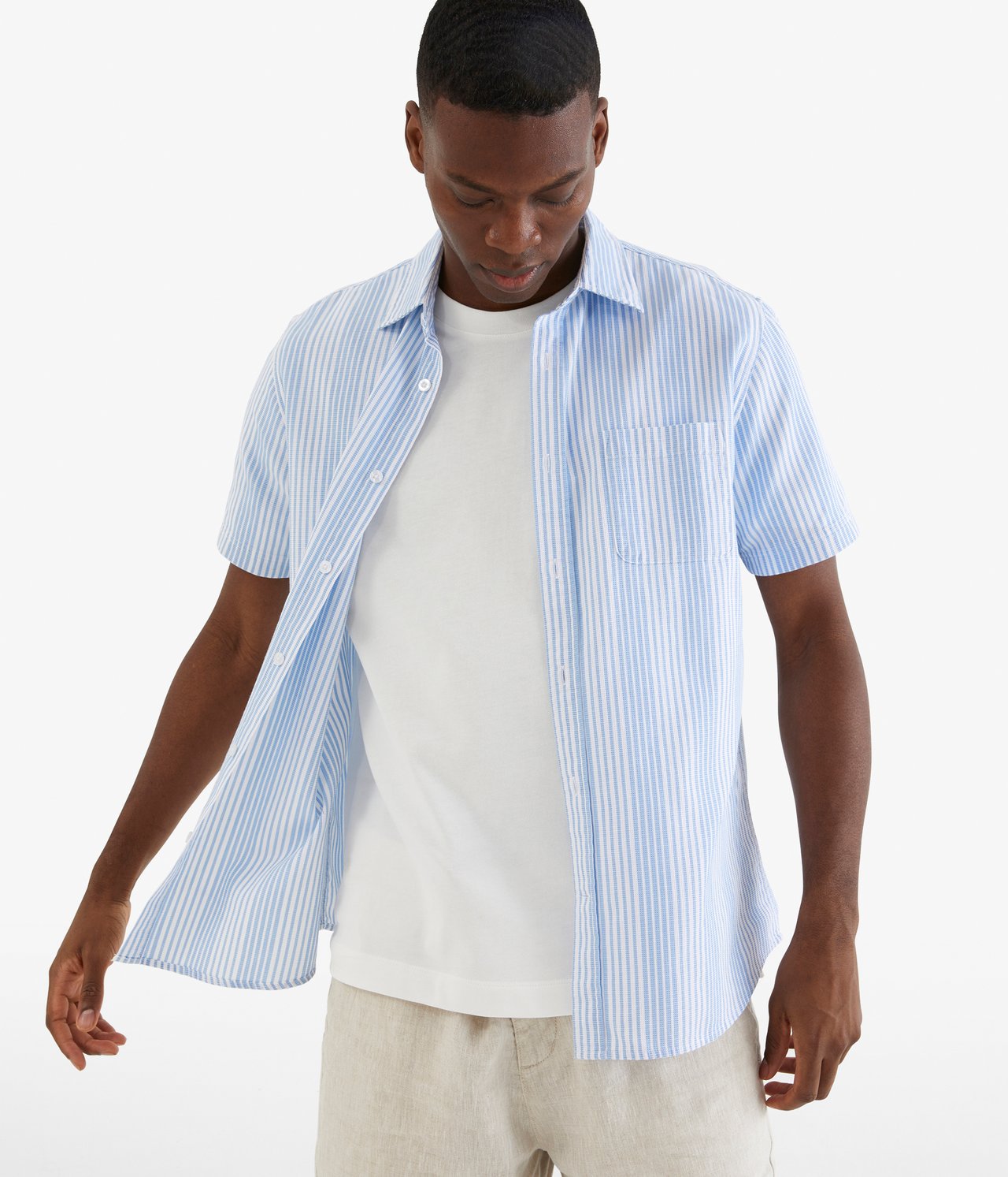 Koszula z krótkim rękawem regular fit - Niebieski - 185cm / Storlek: M - 1