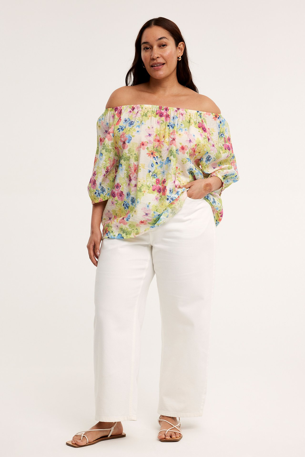 Blomstrete bluse Offwhite - null - 1