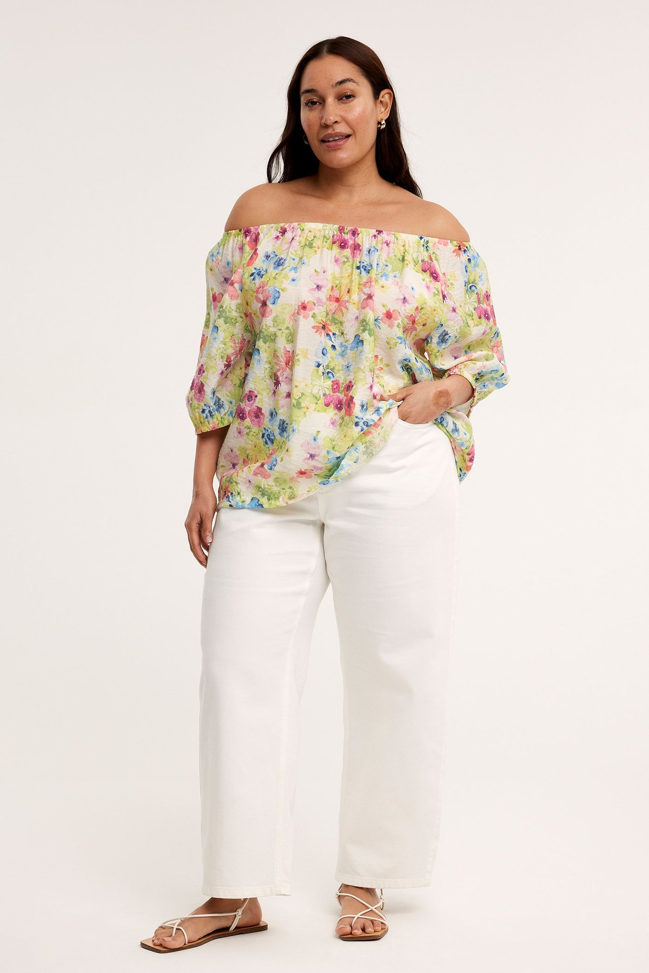 Blomstrete bluse Offwhite - null - 4