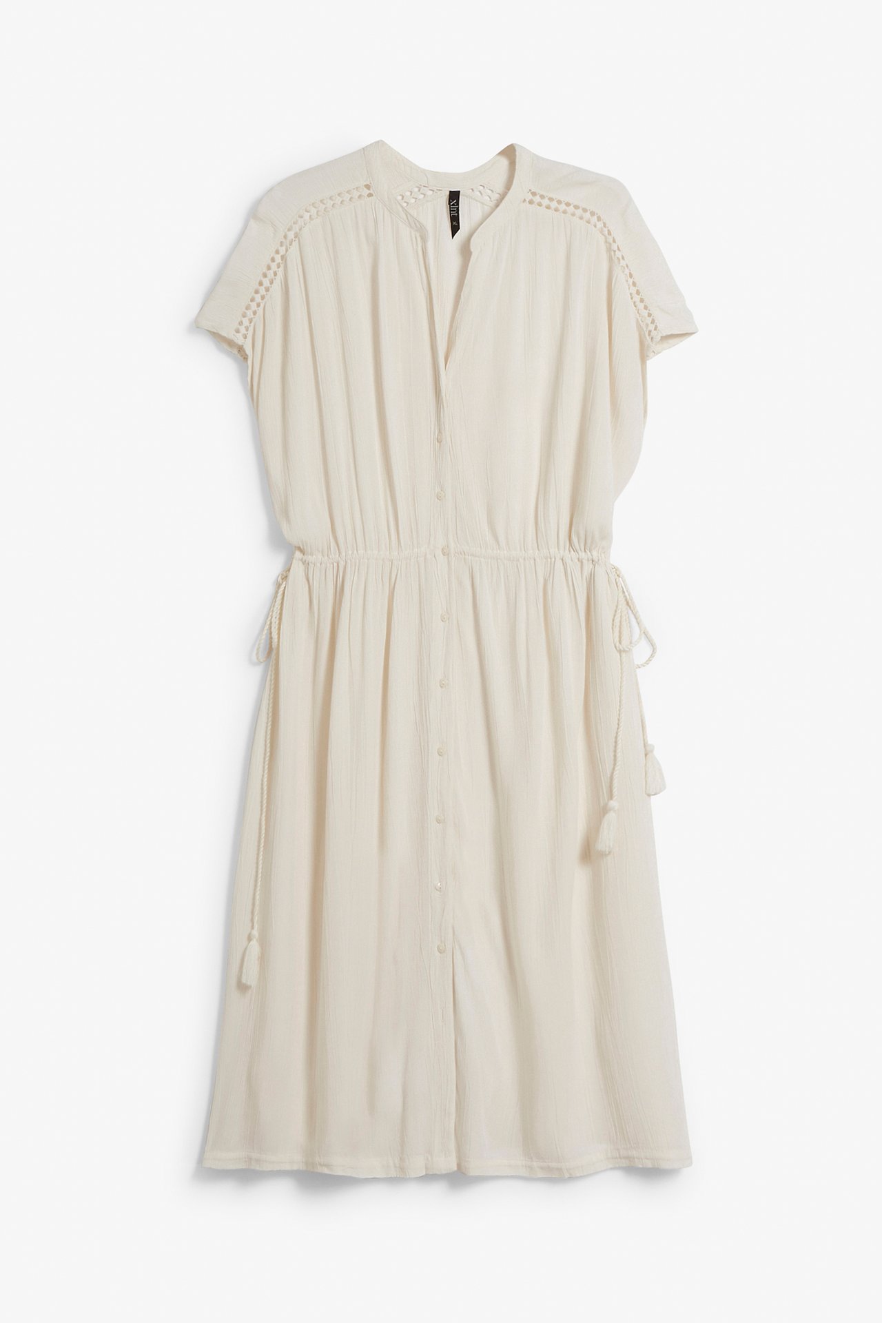 Marszczona sukienka kaftan - Offwhite - 6