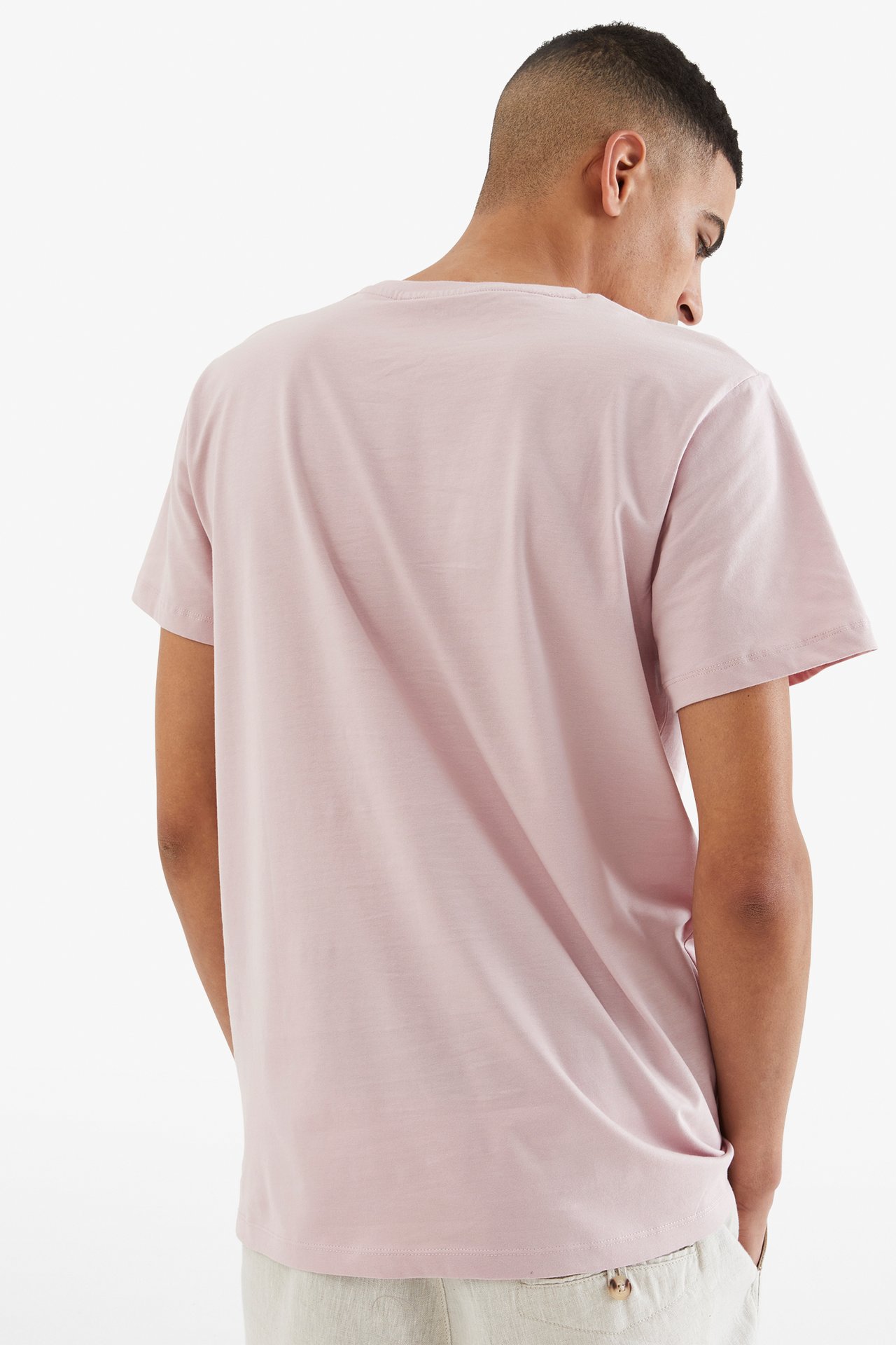 T-paita, jossa pyöreä pääntie - Vaaleanpunainen - 3