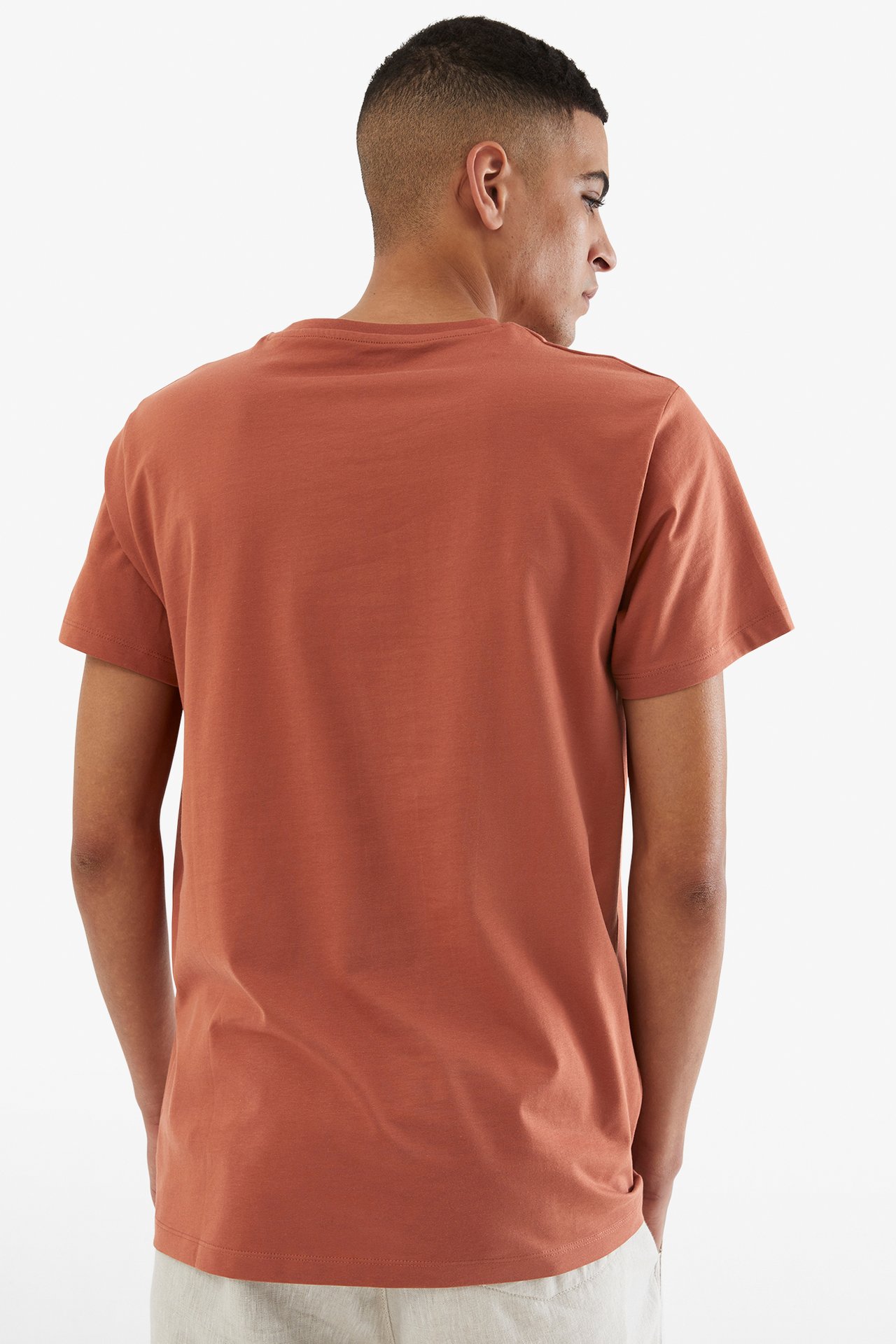 T-shirt z okrągłym dekoltem - Ciemnopomarańczowy - 3