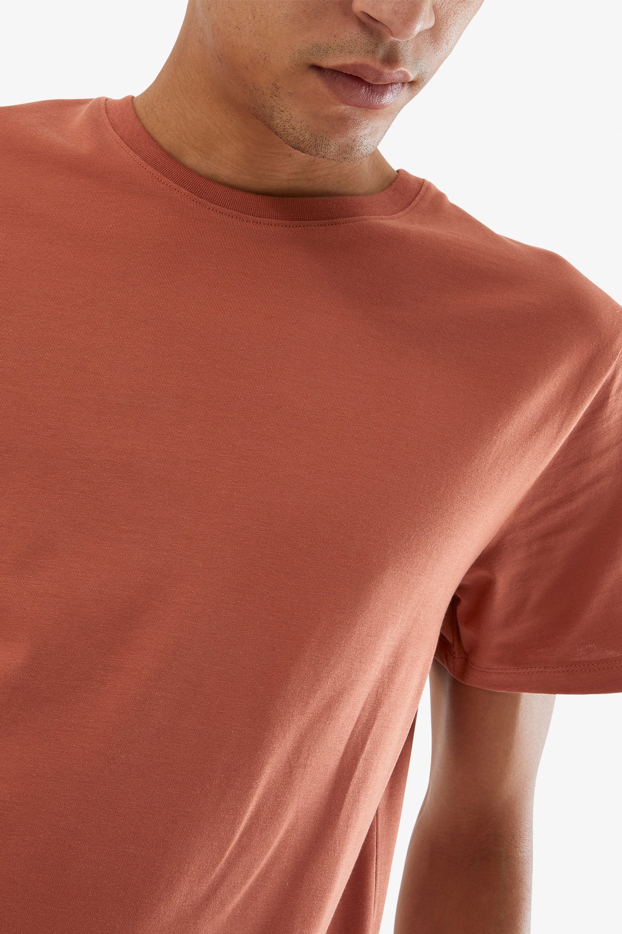 T-skjorte med rund hals Mørk oransje - null - 1