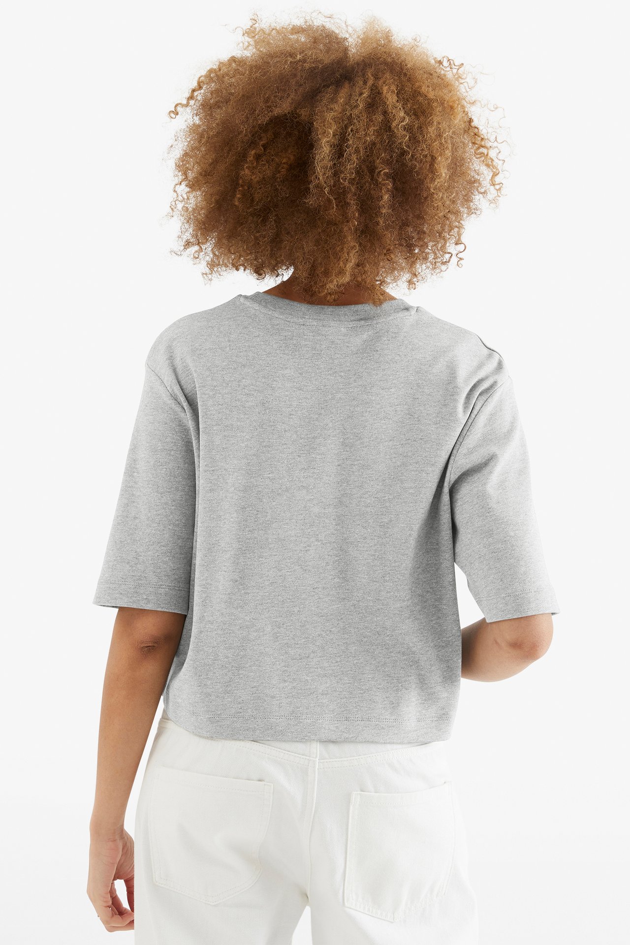 Krótki t-shirt - Jasnoszary - 4