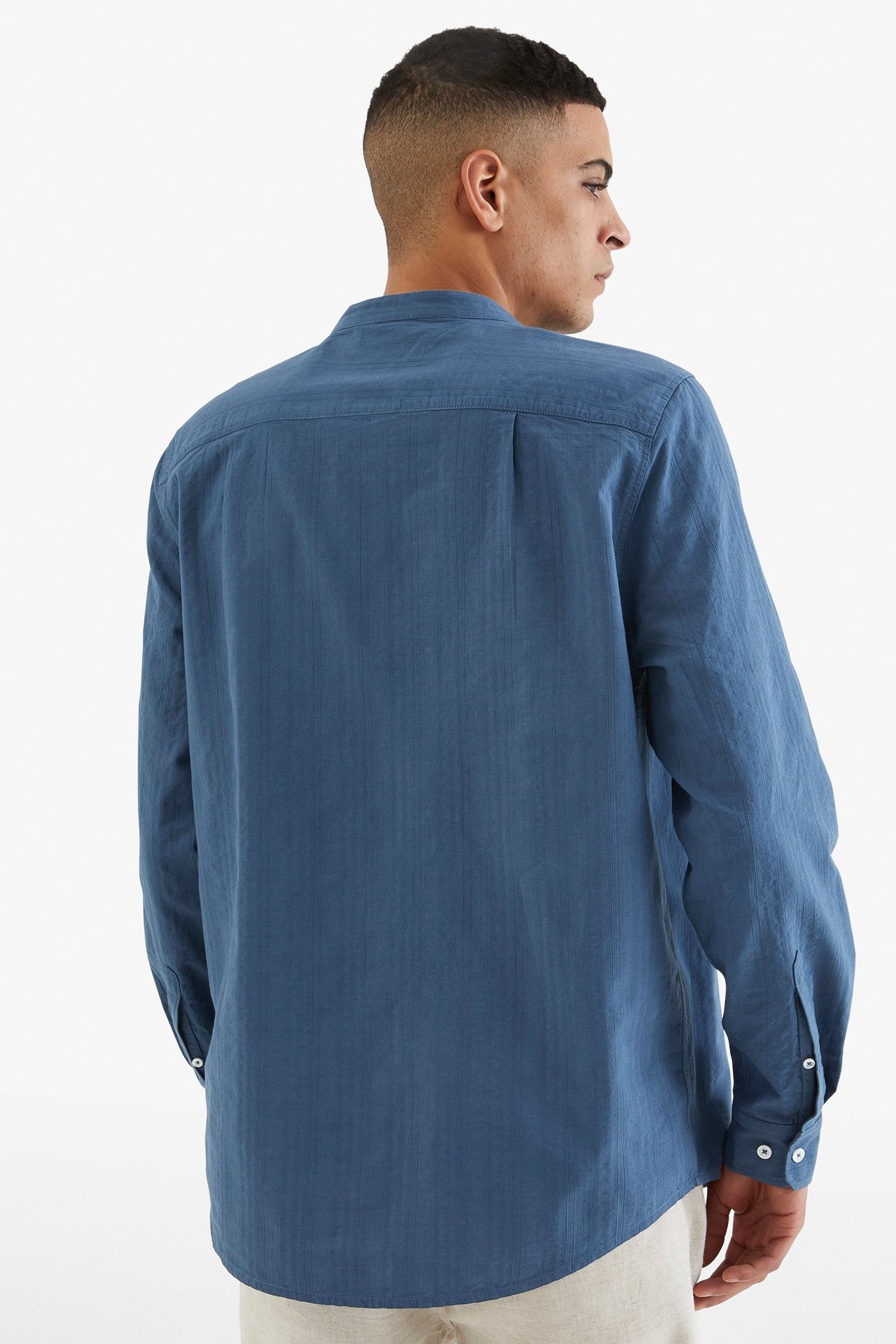 Skjorta med murarkrage Mörkblå - null - 3