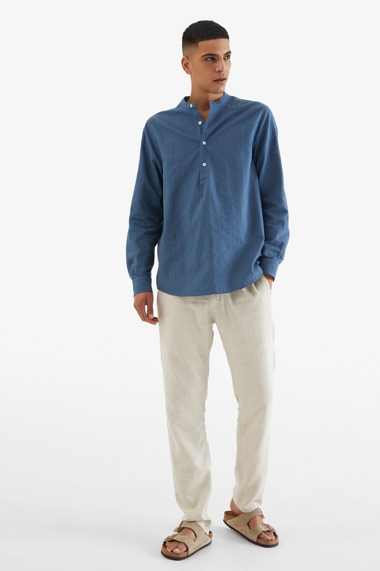 Skjorta med murarkrage - Mörkblå - 189cm / Storlek: M - 2