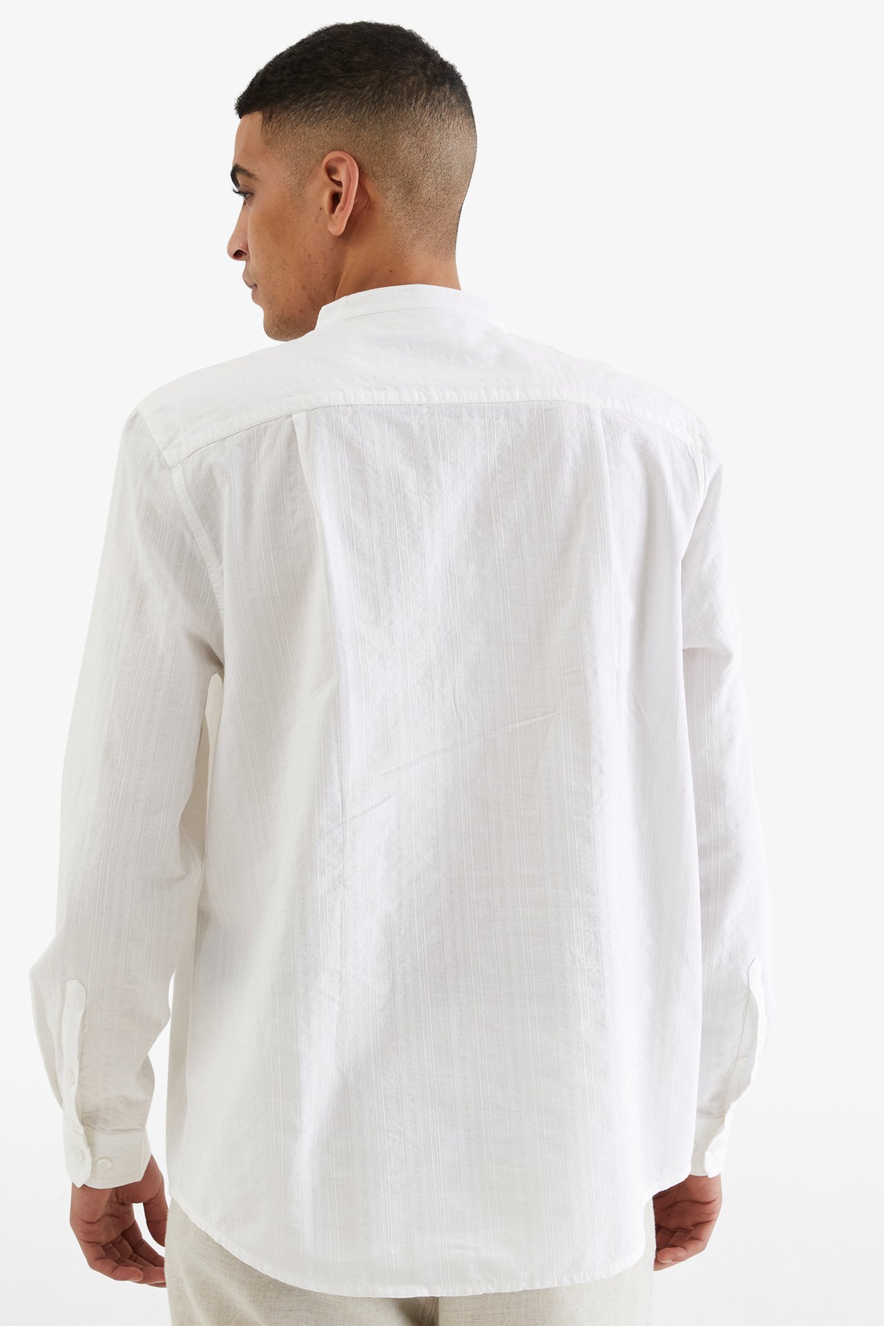 Skjorta med murarkrage - Vit - 189cm / Storlek: M - 4