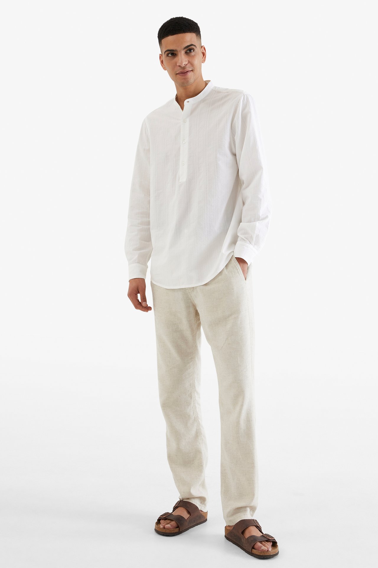 Skjorte med murerkrage Hvit - null - 1