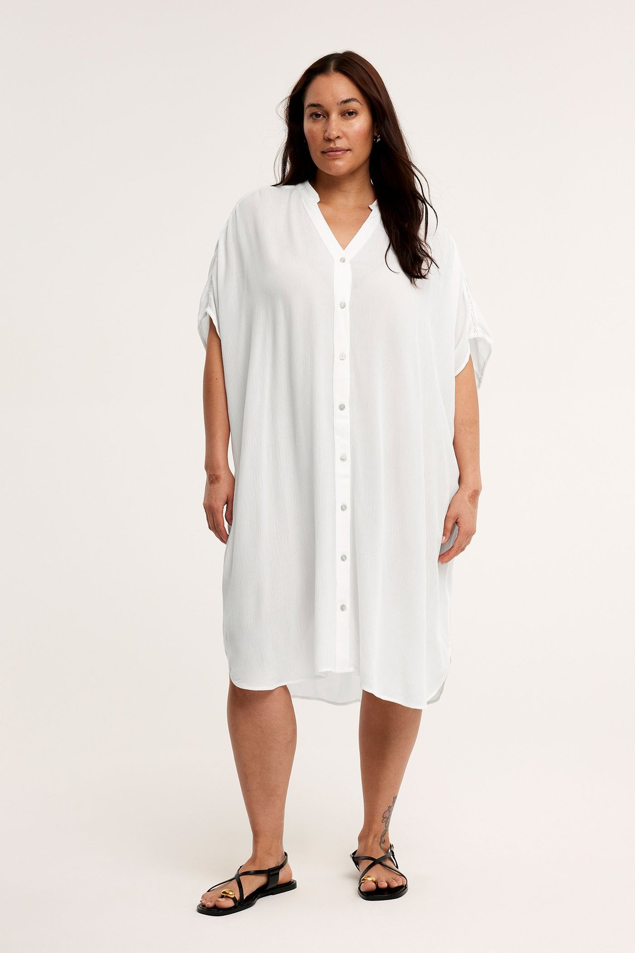 Rynkete bluse Offwhite - null - 0