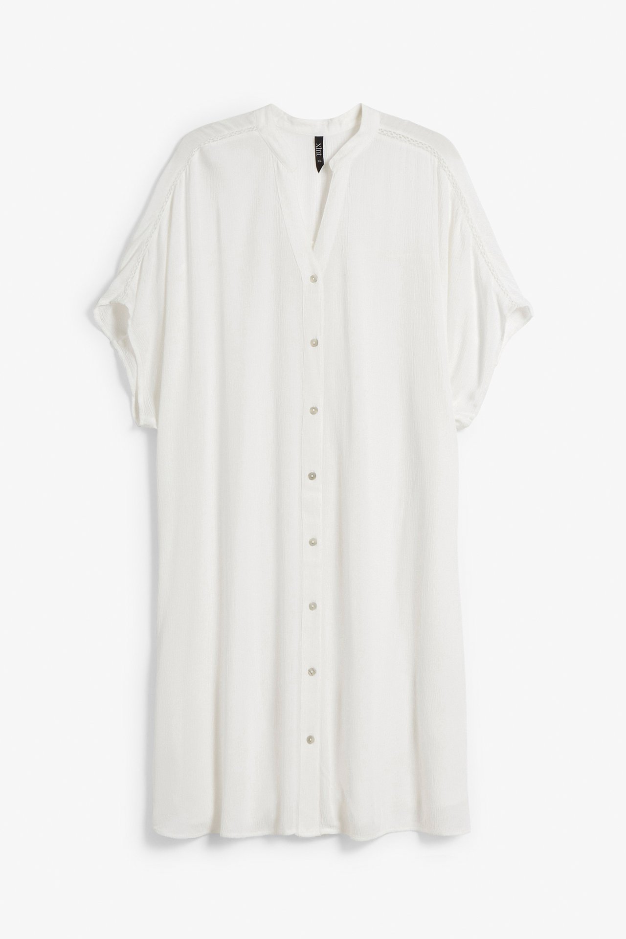 Lang, rynkete bluse - Offwhite - 5