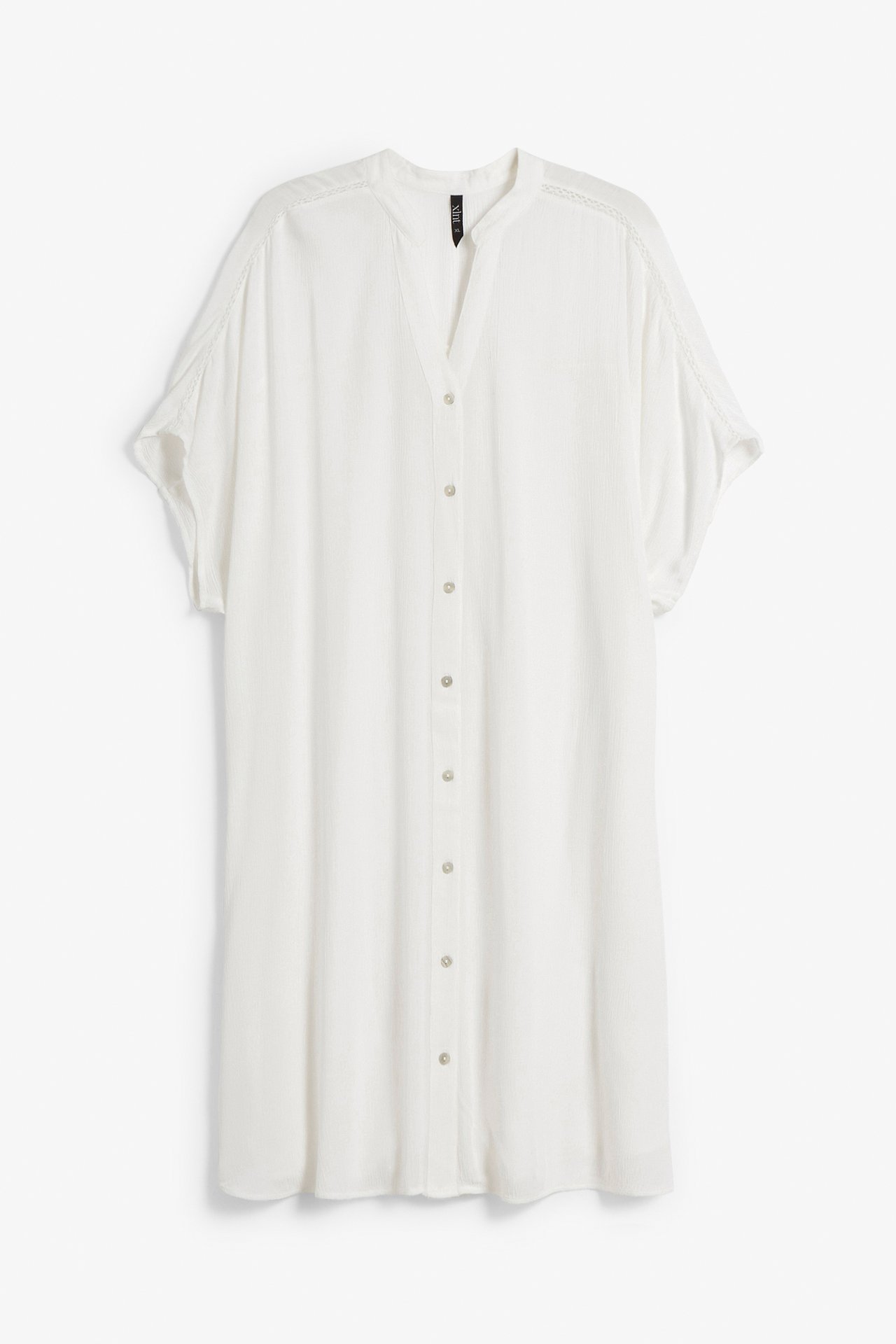 Długa marszczona bluzka - Offwhite - 5