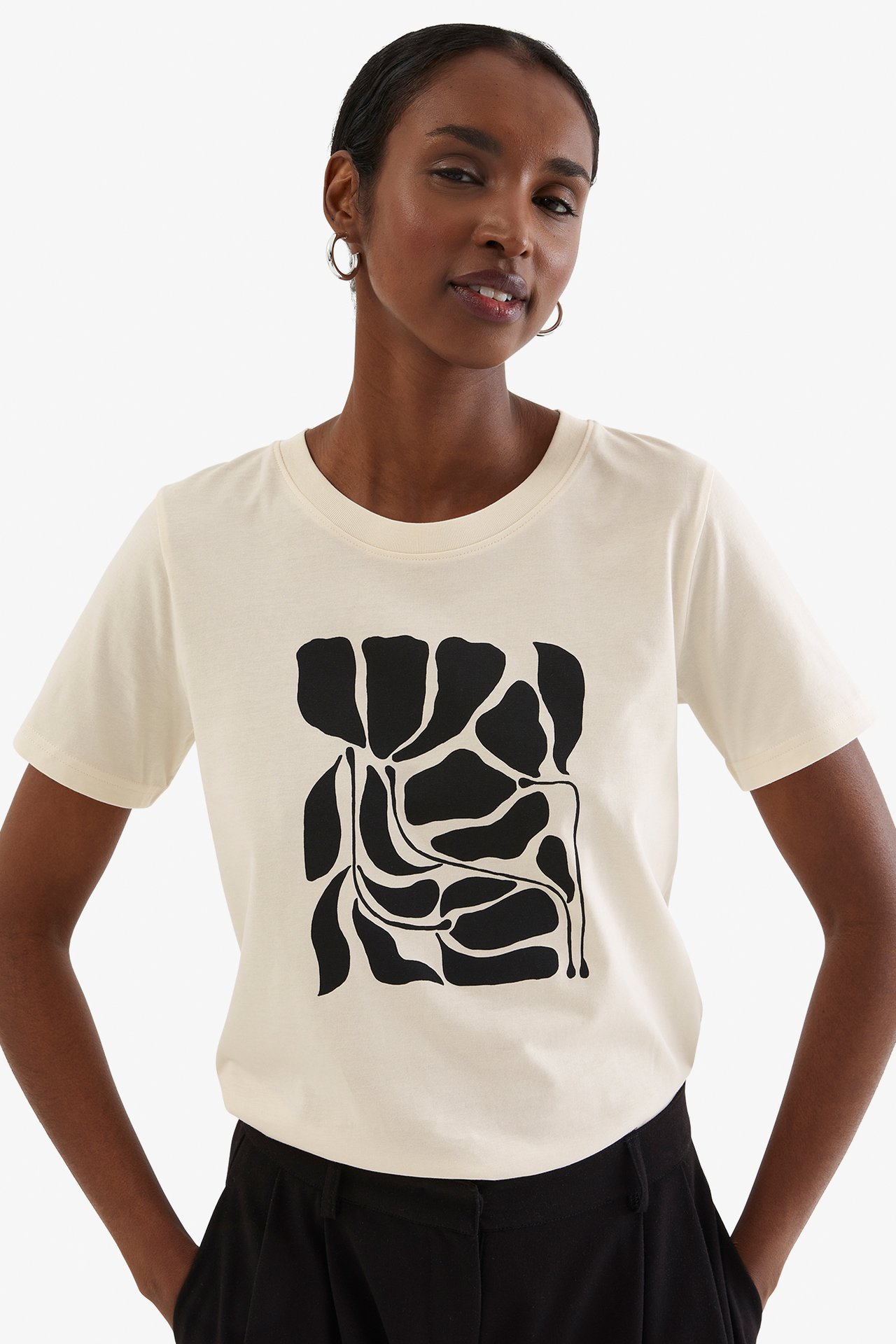 T-paita, jossa on painatus - Luonnonvalkoinen - 178cm / Storlek: S - 1