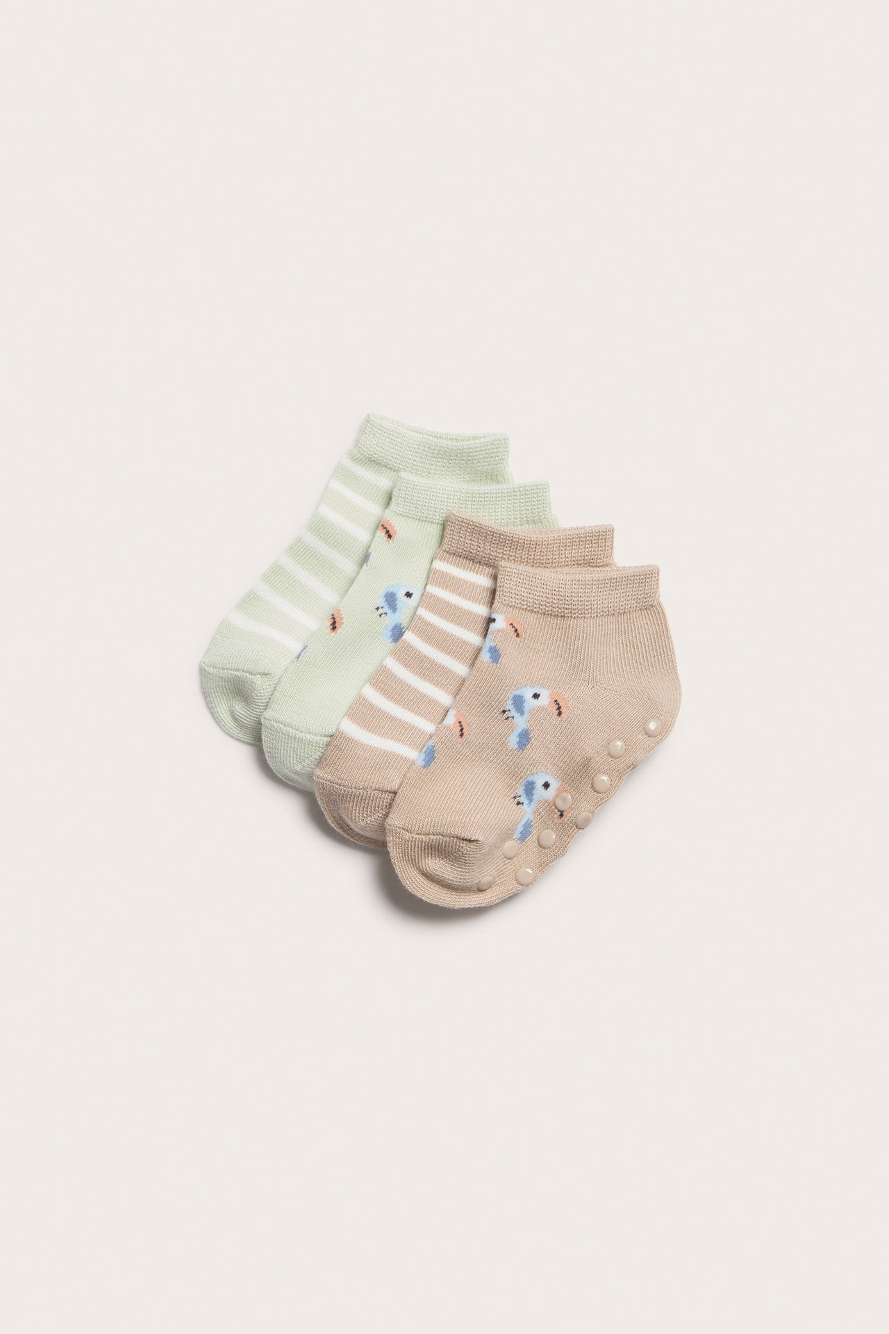 4-pk. lave sokker baby - Beige - 1