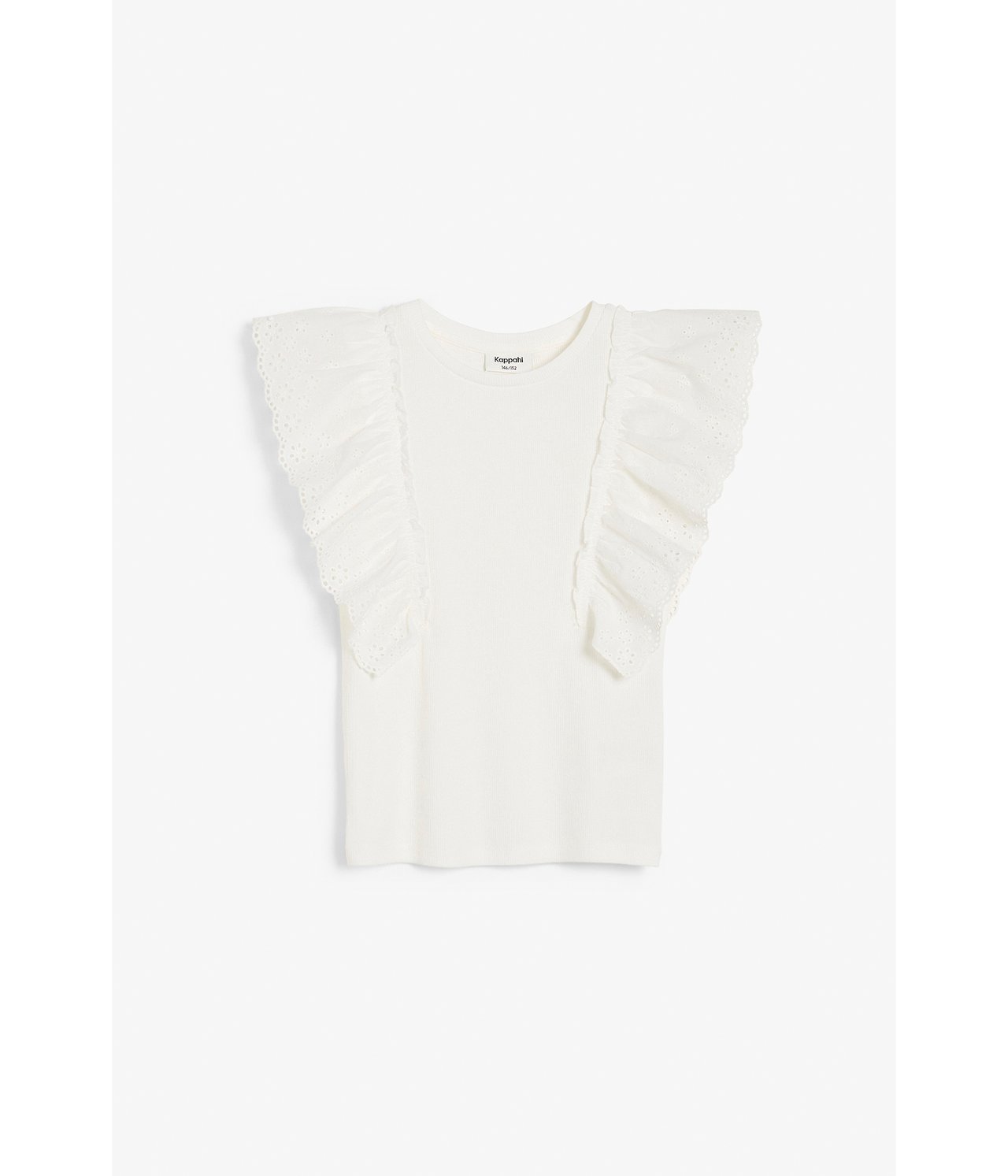 Topp med broderie anglaise - Offwhite - 4
