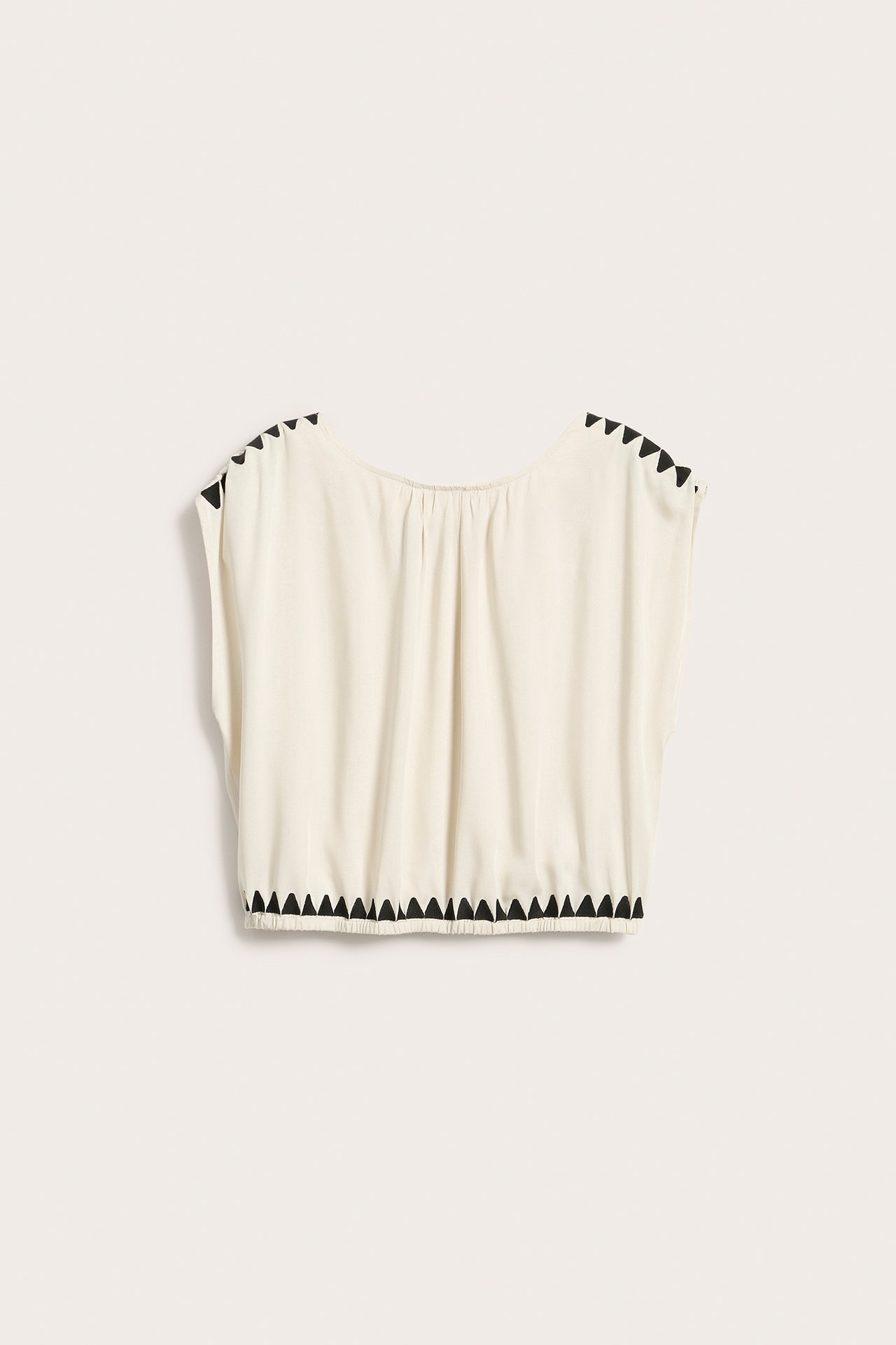 Blus med broderi - Ljusbeige - 6