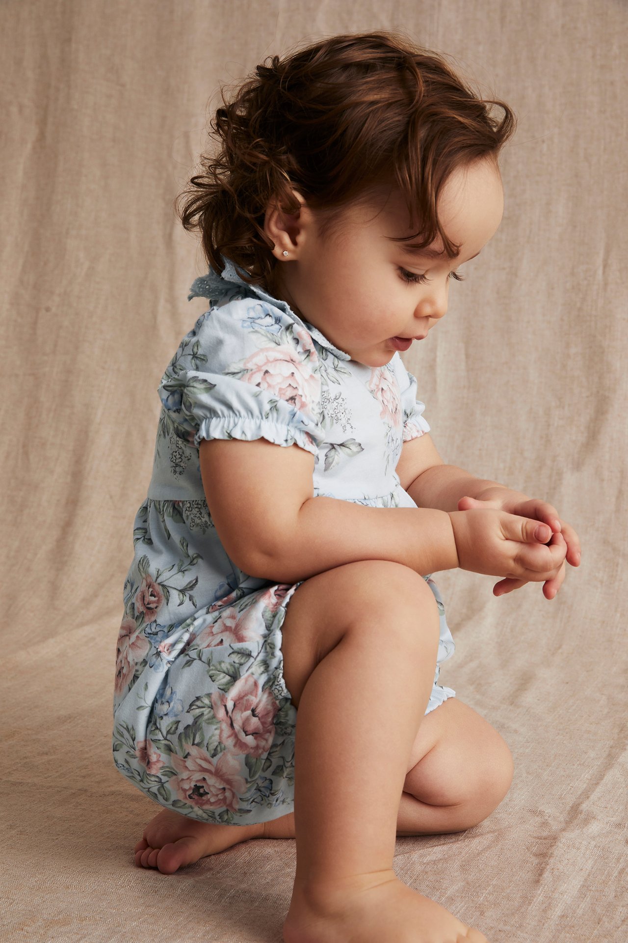 Blomstrete babyjumpsuit - Lyseblå - 3