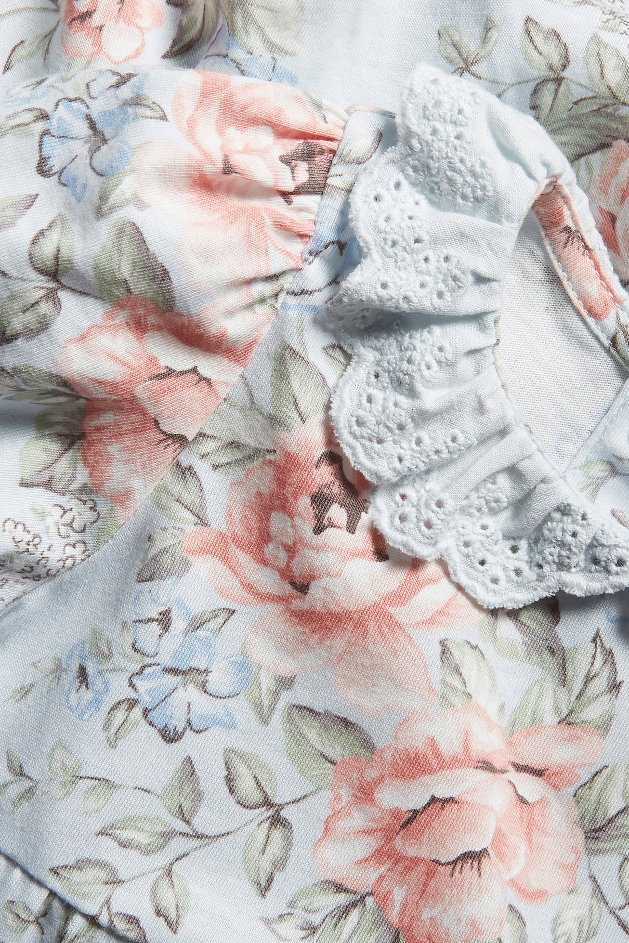 Blomstrete babyjumpsuit - Lyseblå - 4